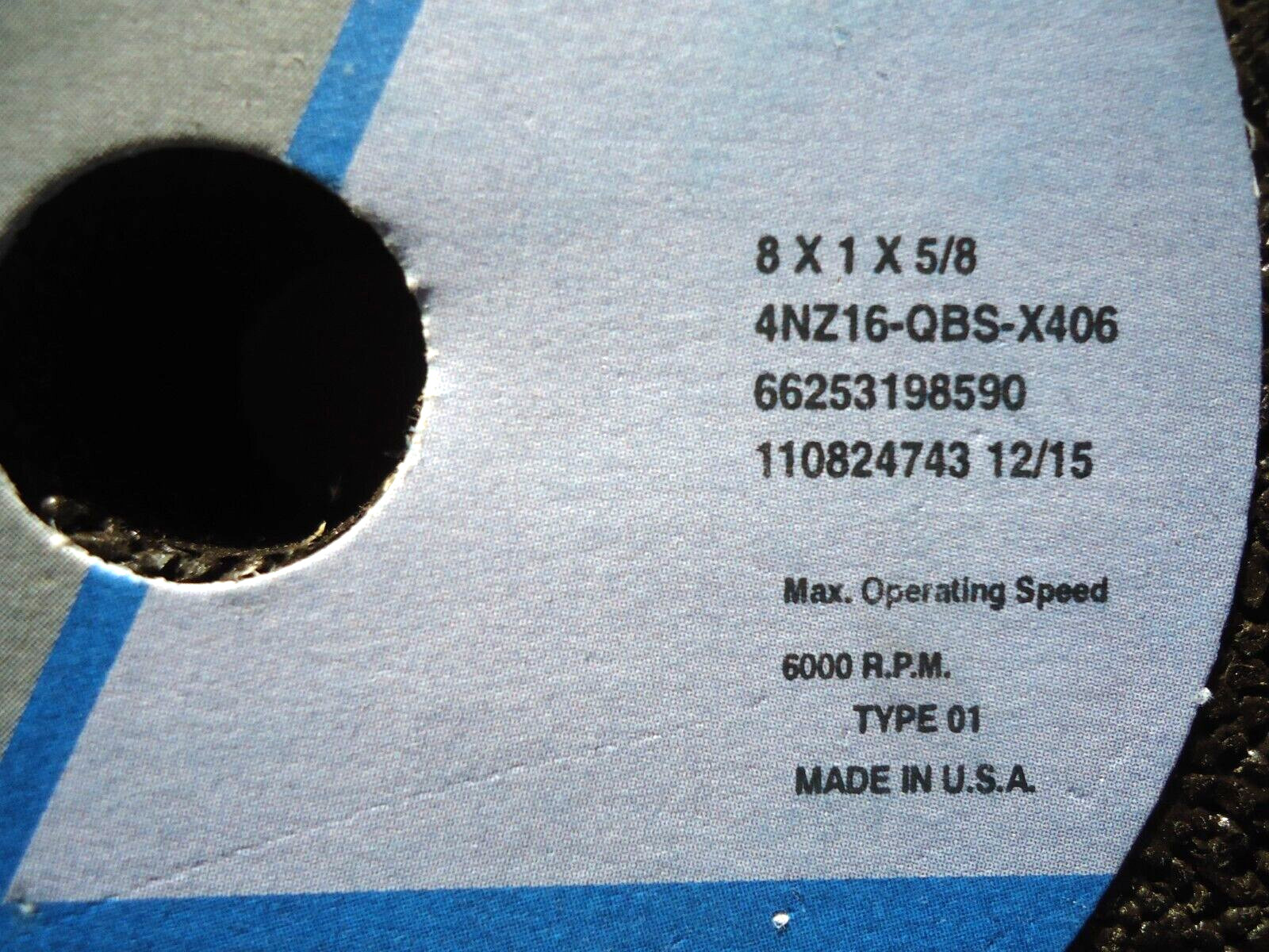 NORTON BLUEFIRE SURFACE GRINDING WHEEL 8″X1″W/5/8″ HOLE – MANUF#66253198590 NEW!