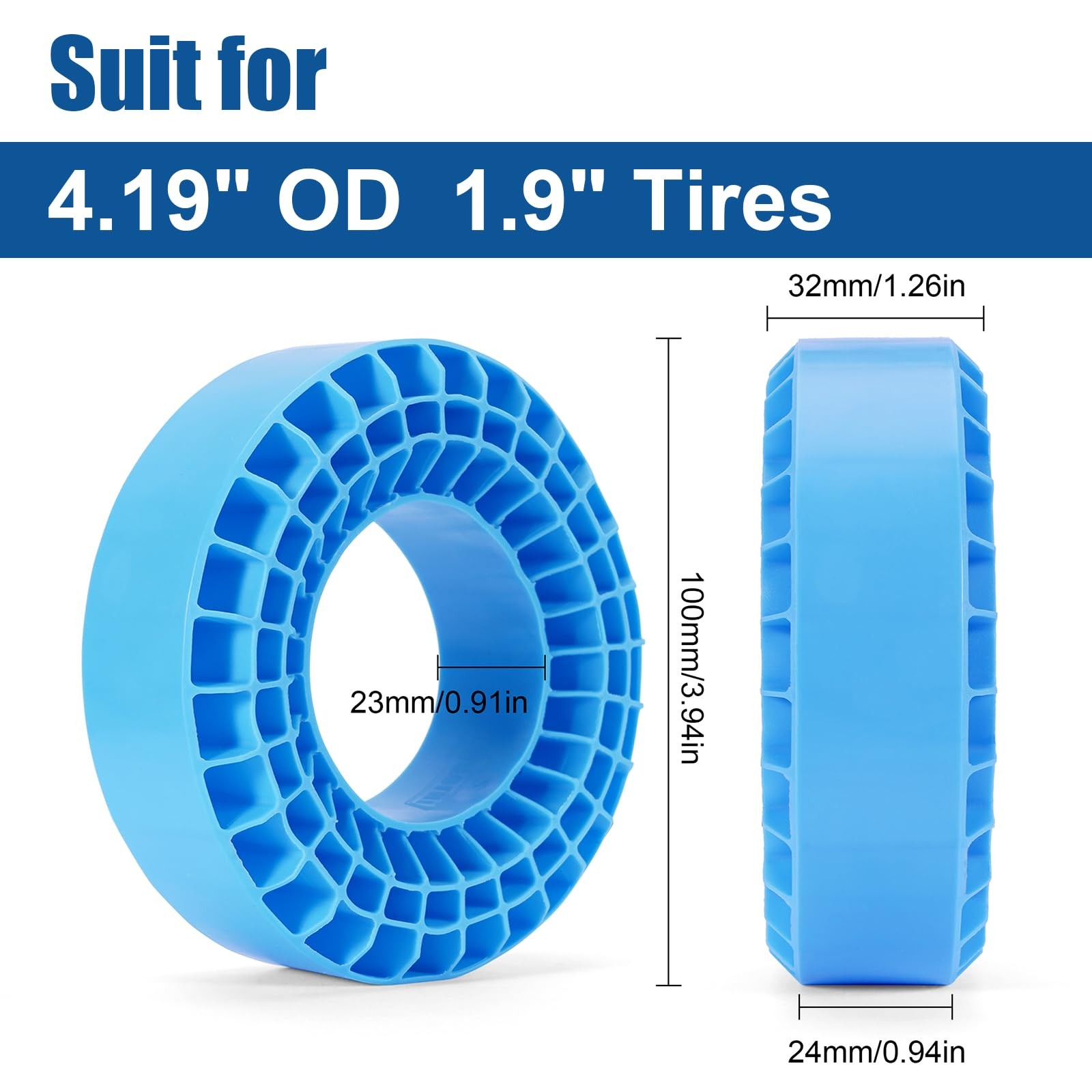 INJORA Silicone Rubber Inserts Foam for 106-108mm 1.9″ Tires(Blue) Small, Blue