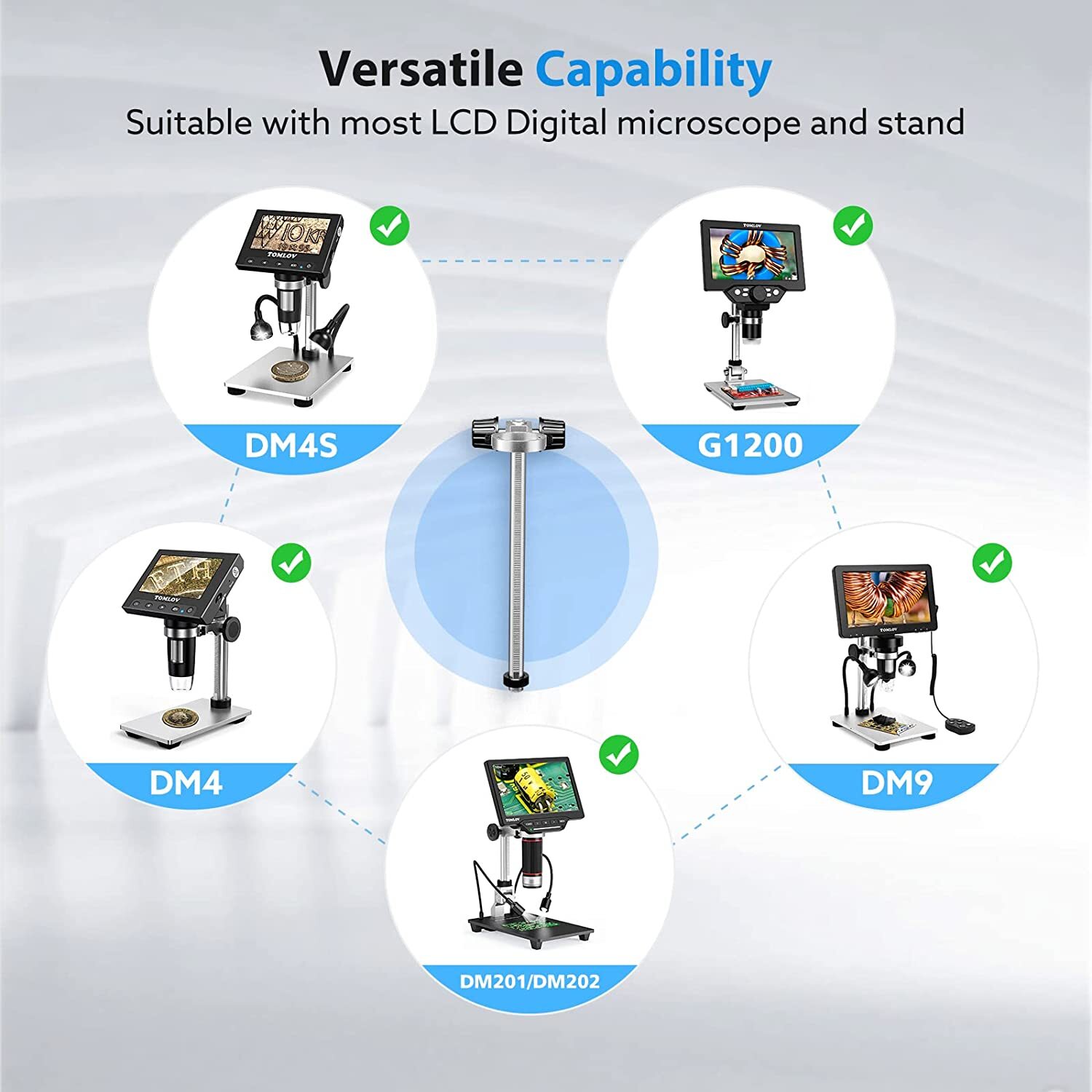 26cm TOMLOV Digital Microscope Stand Adjustable Holder for Elikliv DM202 pro