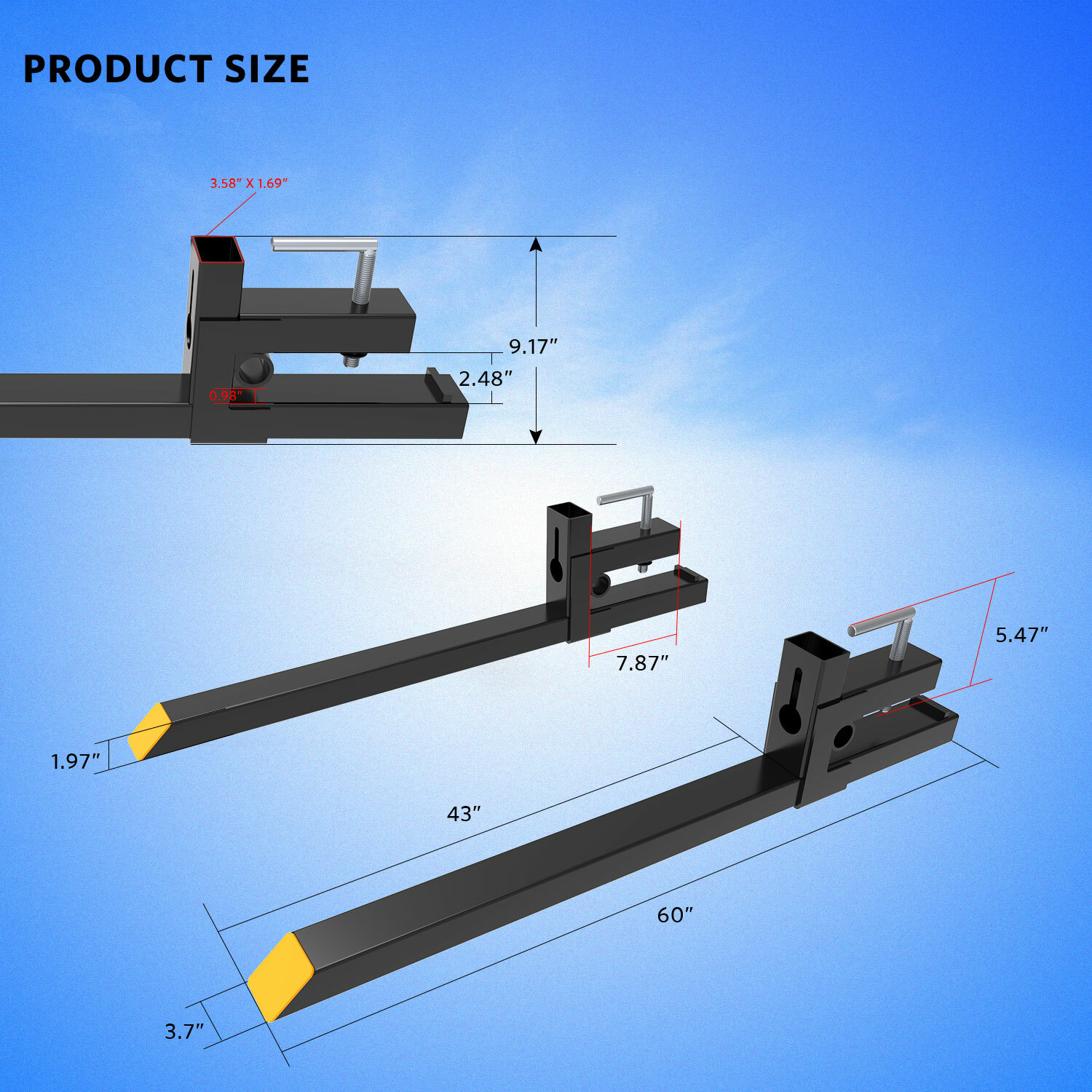 4000lbs 60″ Tractor Clamp On Pallet Forks For Skid Steer Loader Bucket Universal