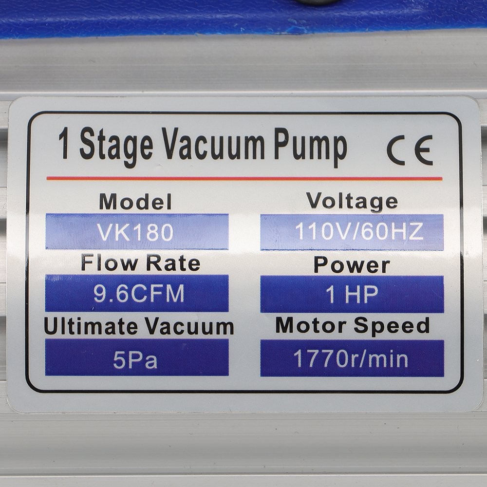 110V 9.6 CFM 1 HP Dual-Stage Rotary Vane HVAC Air Vacuum Pump For R12 R22 R134a