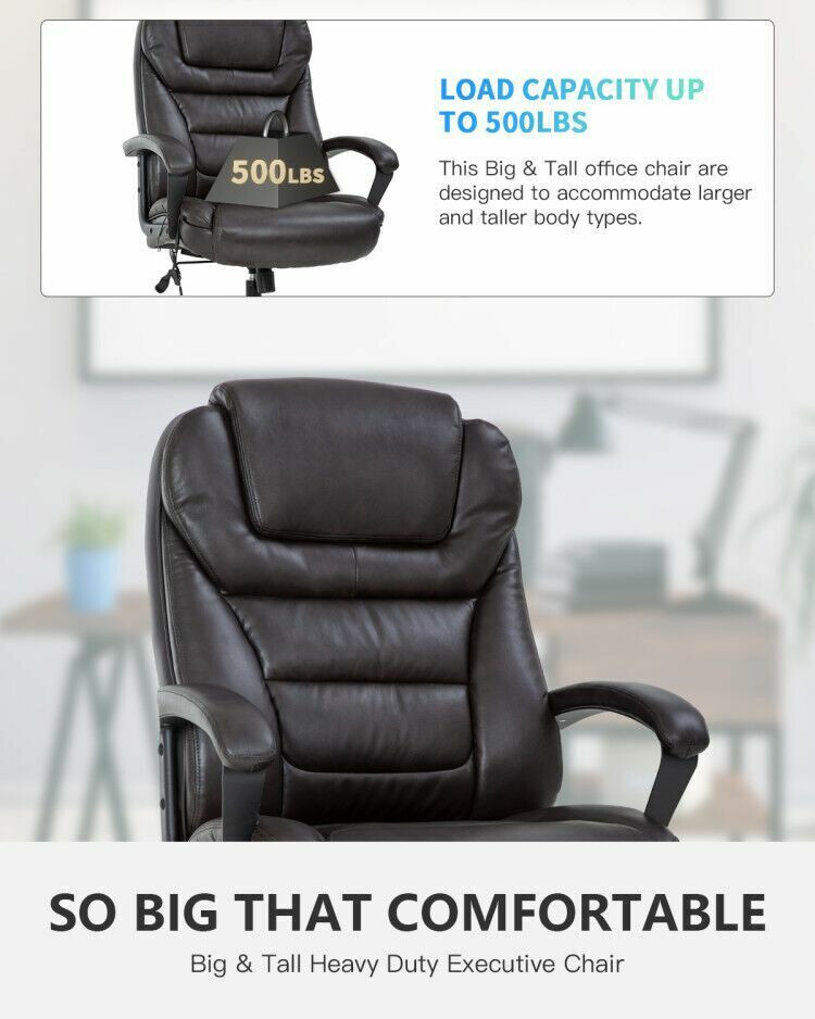 Big and Tall 500lbs Wide Seat Ergonomic Desk Chair with Lumbar Support Arms
