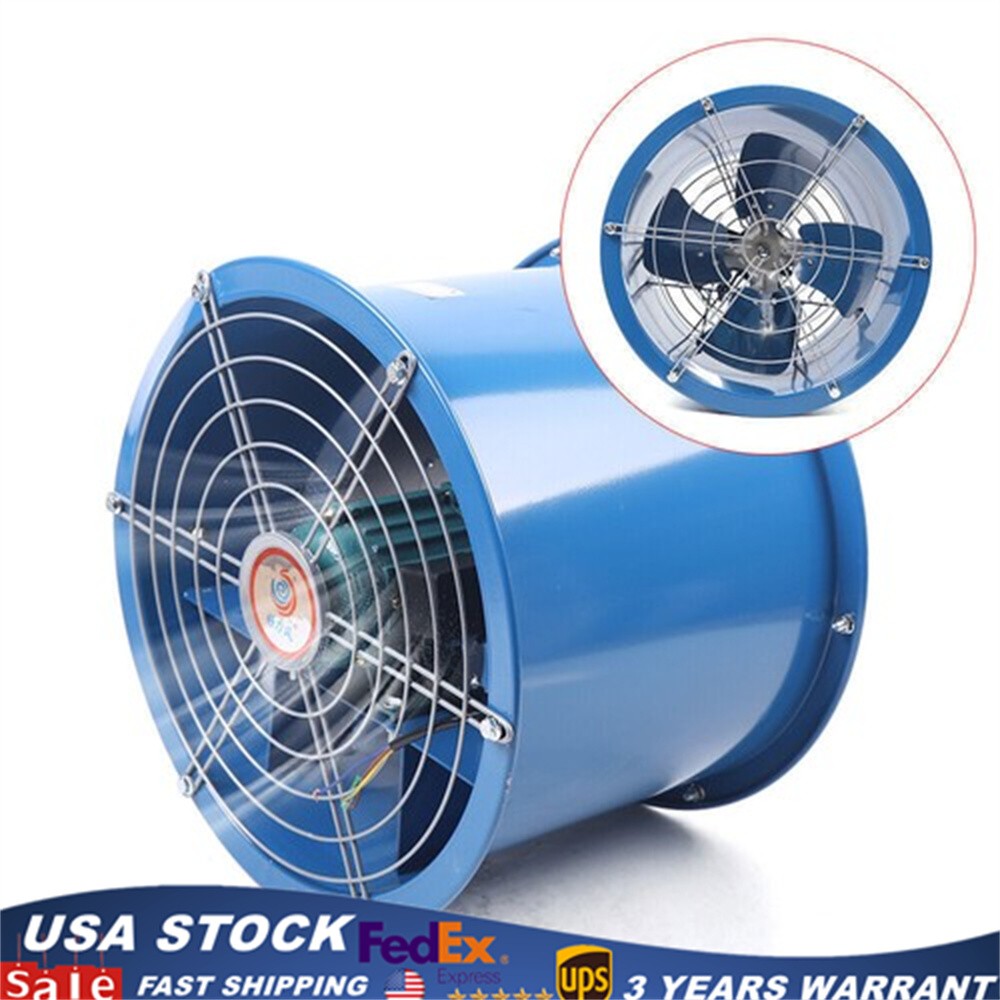 10″ Axial Fan Cylinder Pipe Spray Booth Paint Fumes Exhaust Fan 2000m³/H 250W