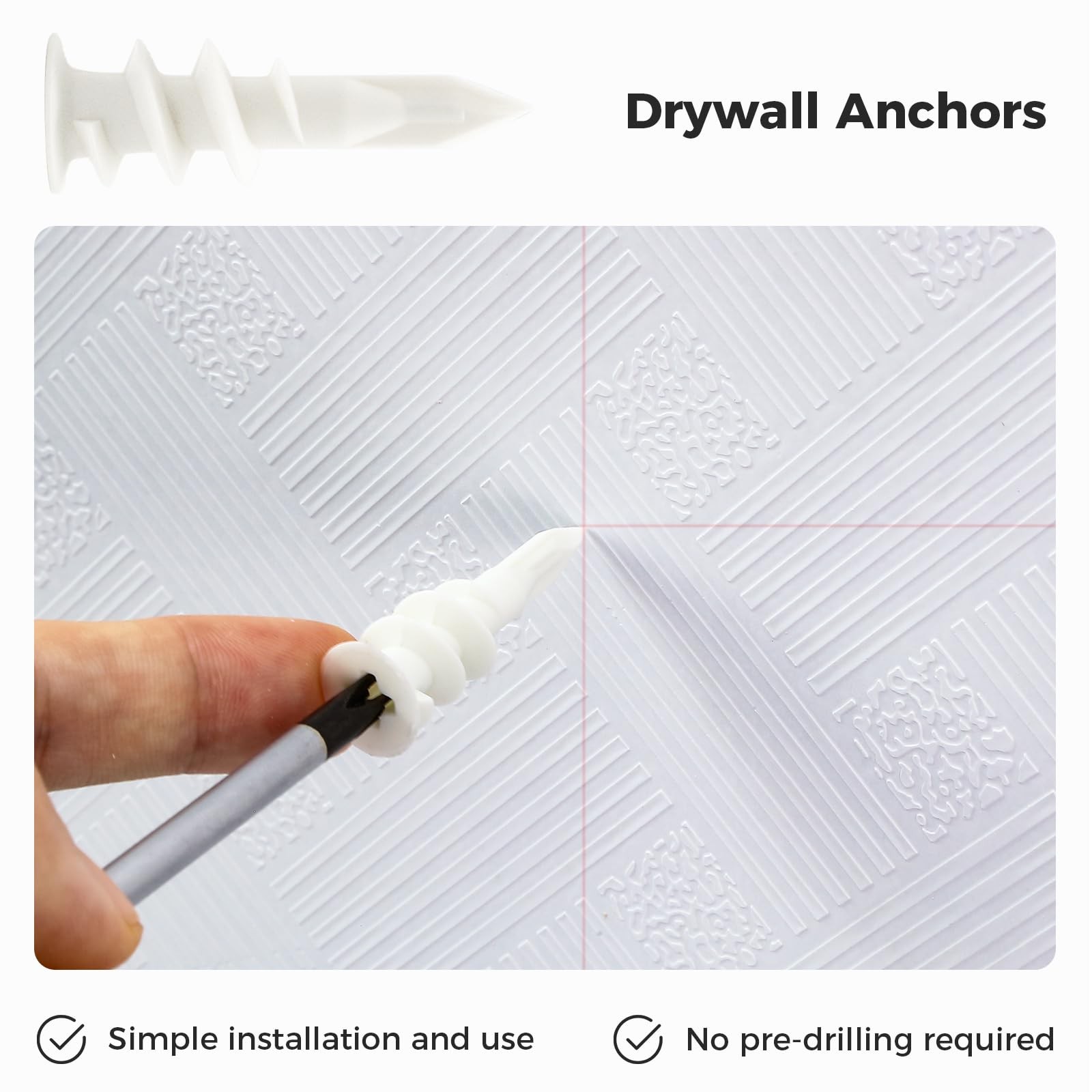 200PCs Self Drilling Drywall Anchors Kit – 75LB Heavy Duty Plastic Drywall Ha…
