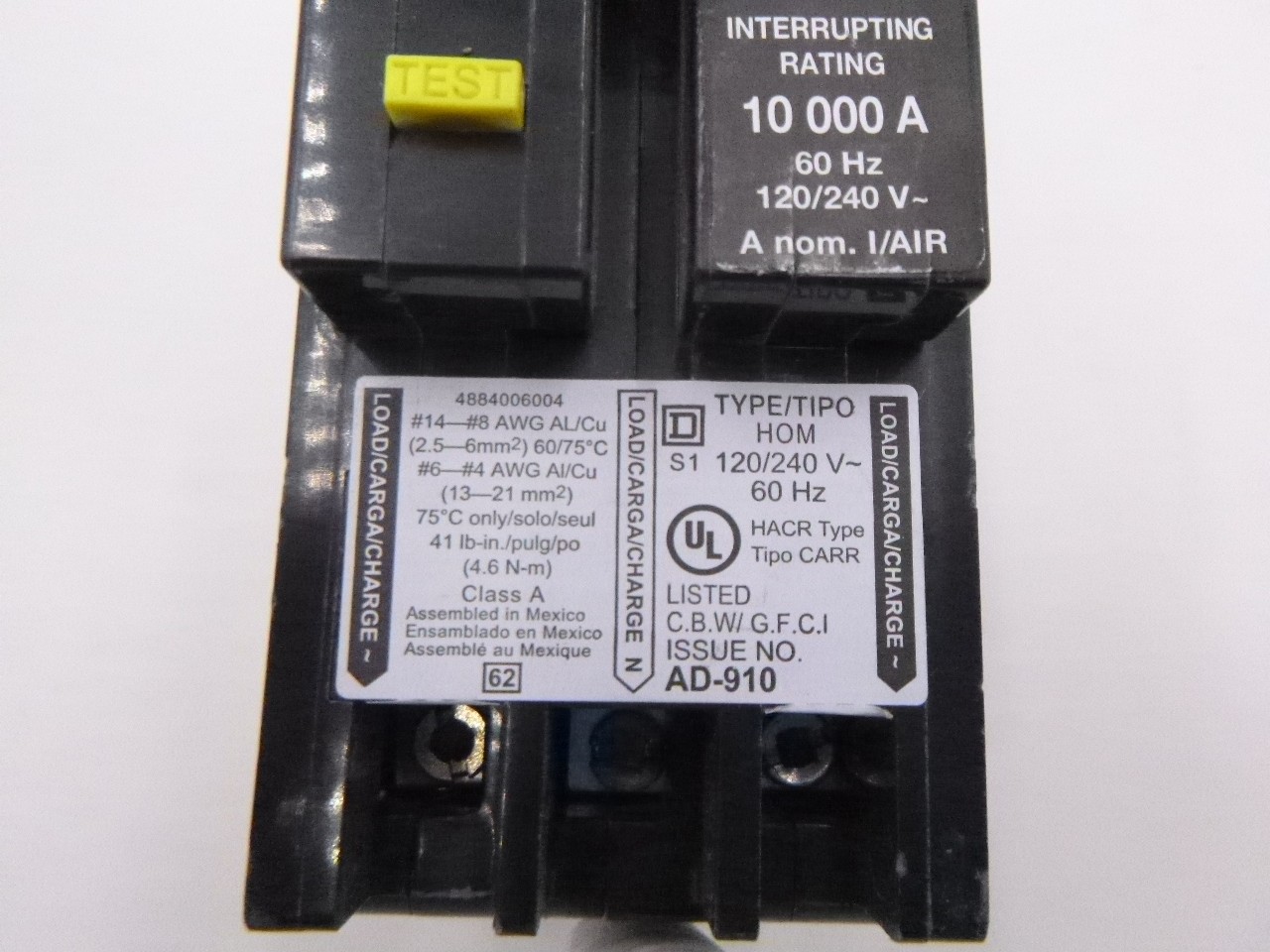 Square D 2-Pole 20 Amp GFCI Circuit Breaker HOM220GFIC