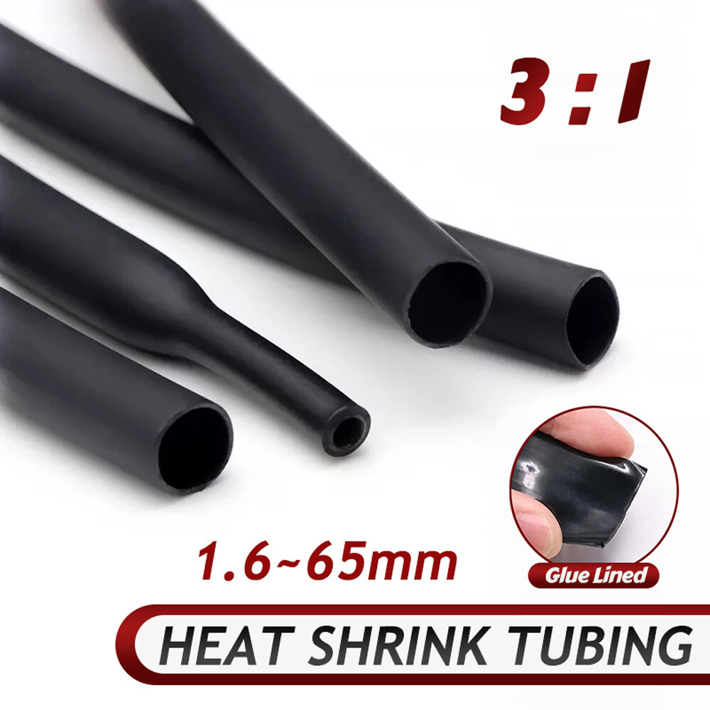 3:1 Black Adhesive Heat shrink Waterproof HeatShrink Glue Lined Tubing Sleeving