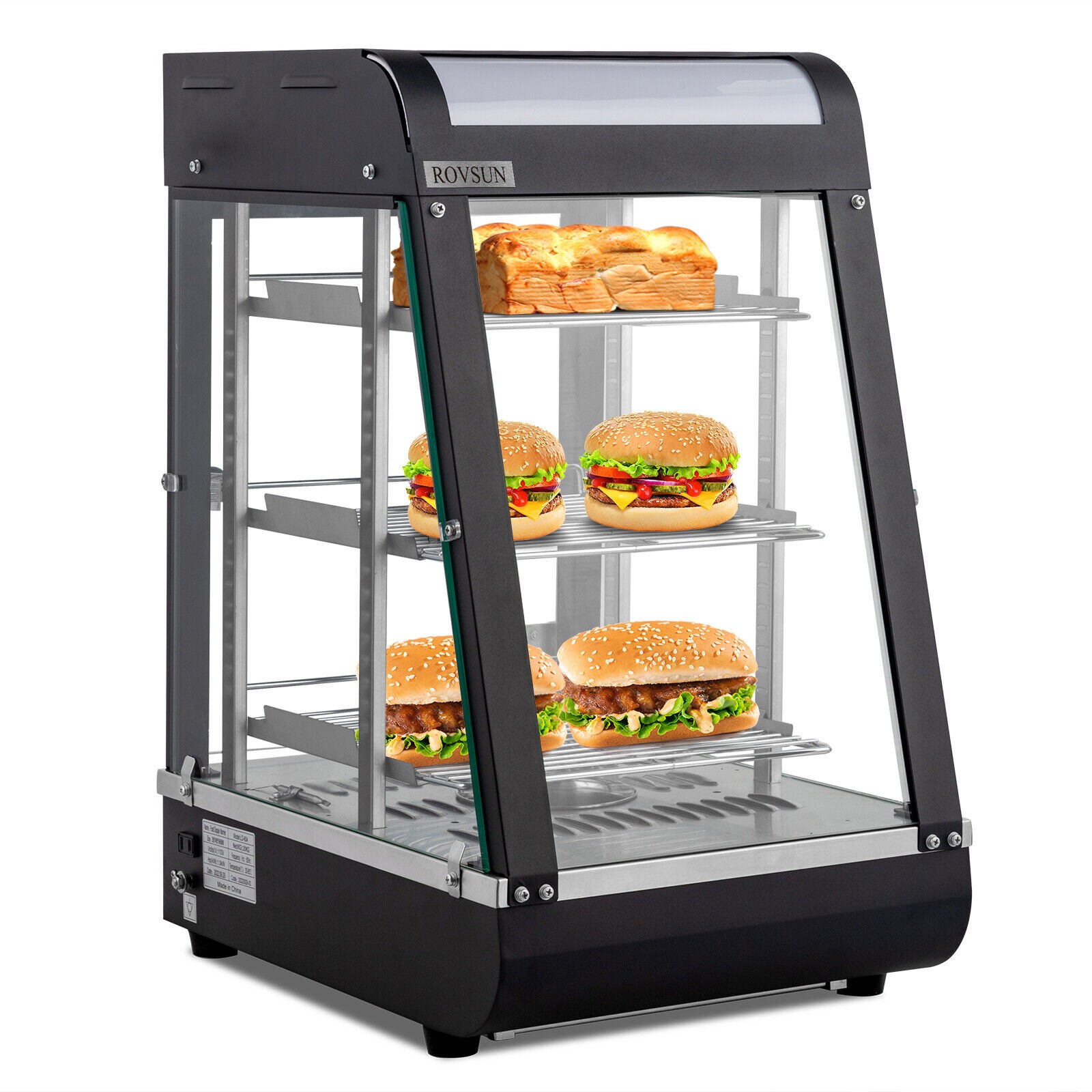 ROVSUN 3 Tier 15″ Commercial Heat Food Service Pizza Warmer Display Show Case