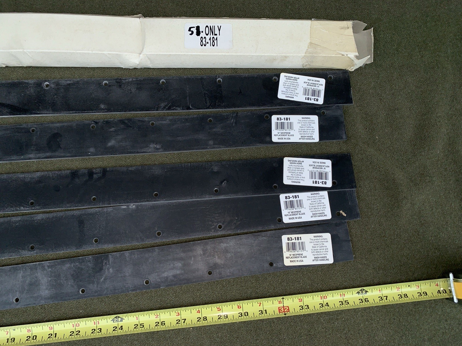 (5) EACH 36″ replacement blade squeegee neoprene #83-181 unused for standard