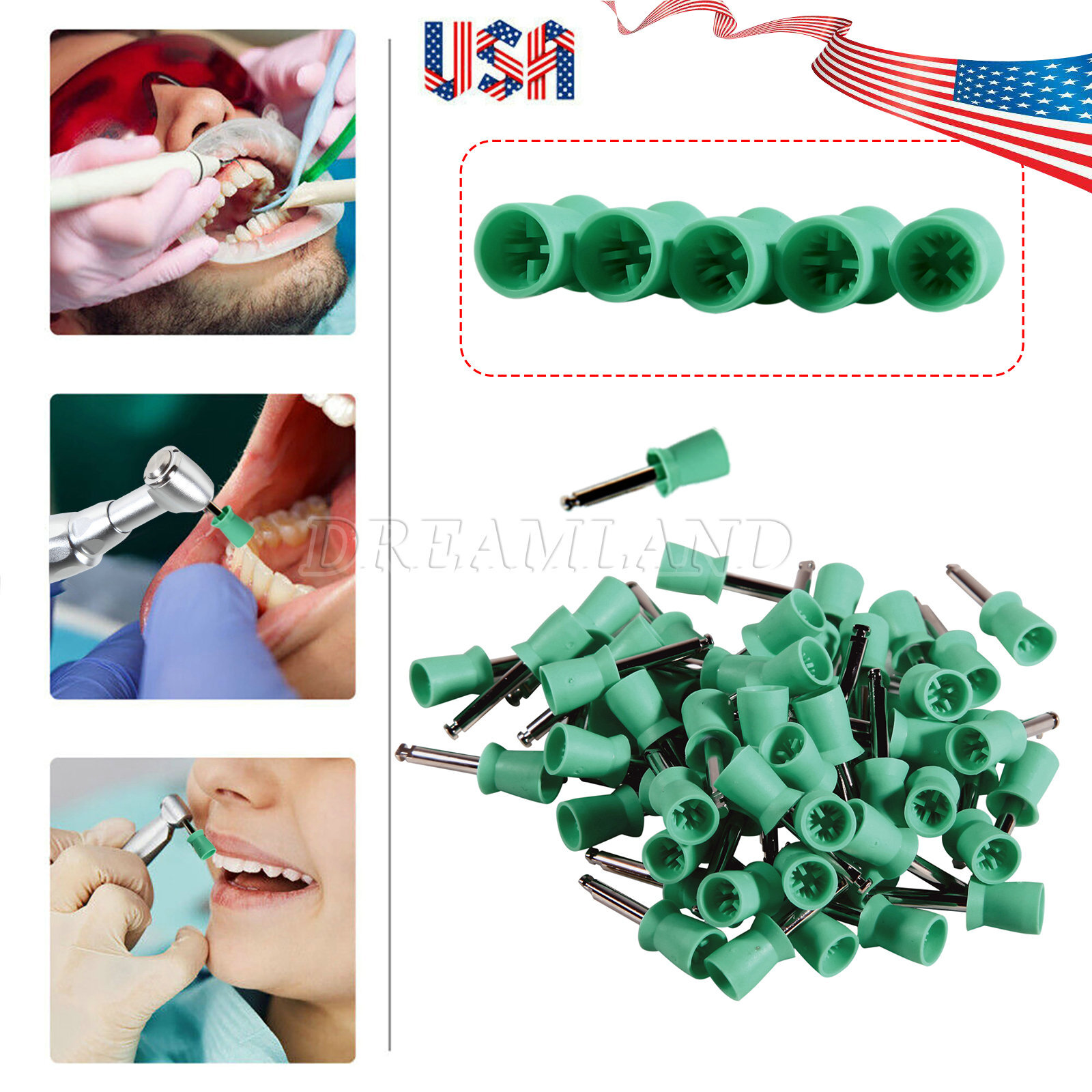 100 PCS Dental Prophy Polishing Cup Latch Type for Contra Angle Handpiece USA