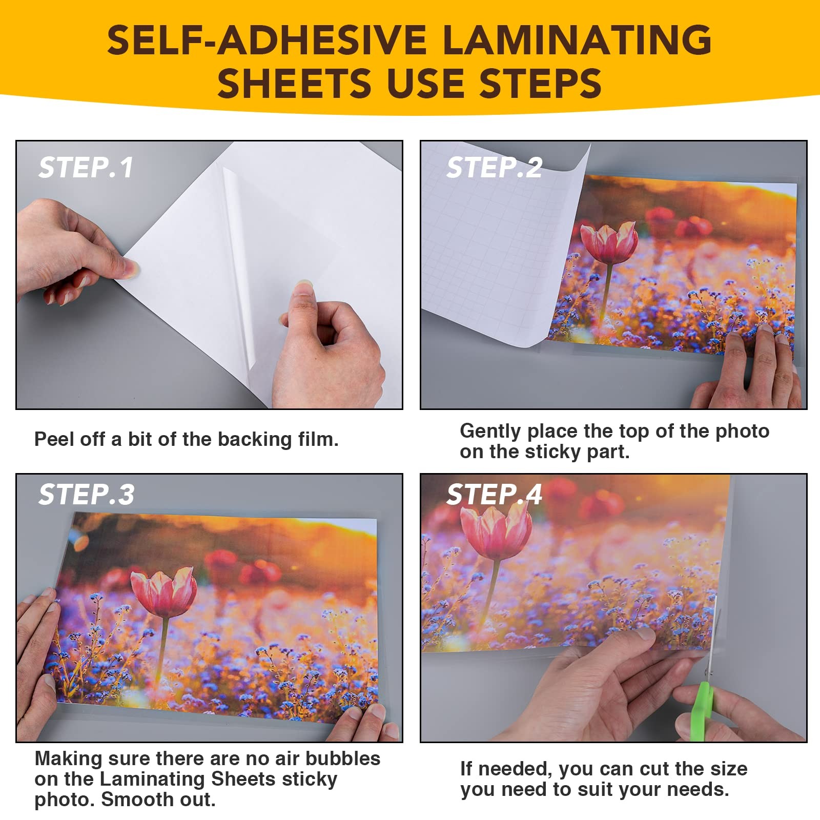 25 Pack Self Adhesive Laminating Sheets, 9 X 12 Inch, Clear Sticker Laminate …