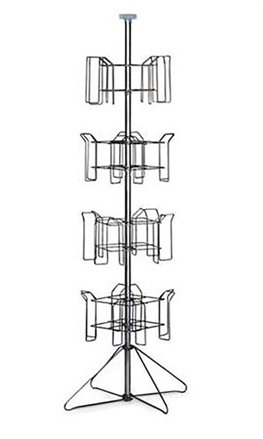 Literature Rack 4-Tier Floor Standing Chrome 64″ H 16 Pockets 8 ½” x 11″ x 2″