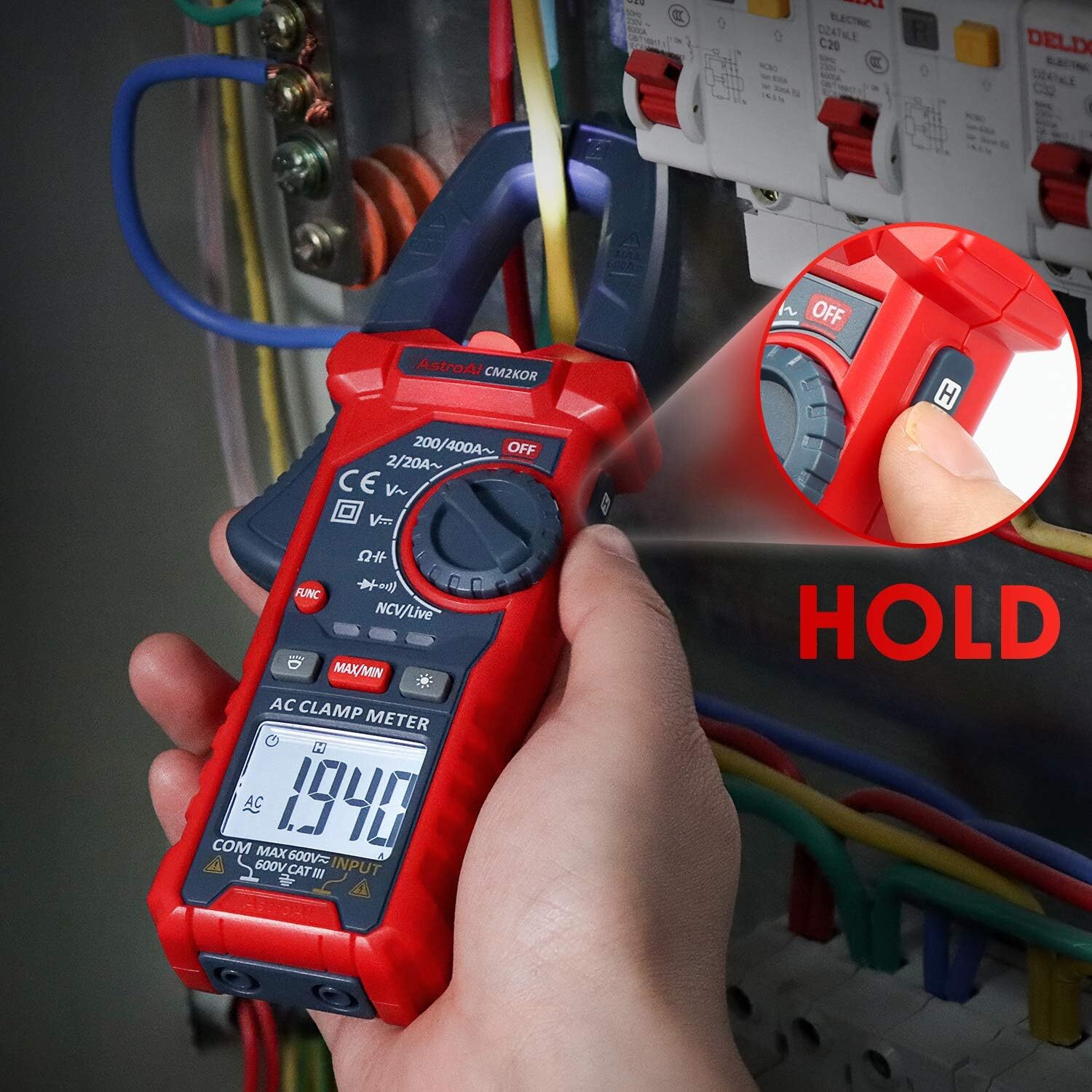 Astroai Digital Clamp Meter Multimeter 2000 Counts Amp Voltage Tester Auto-Rangi