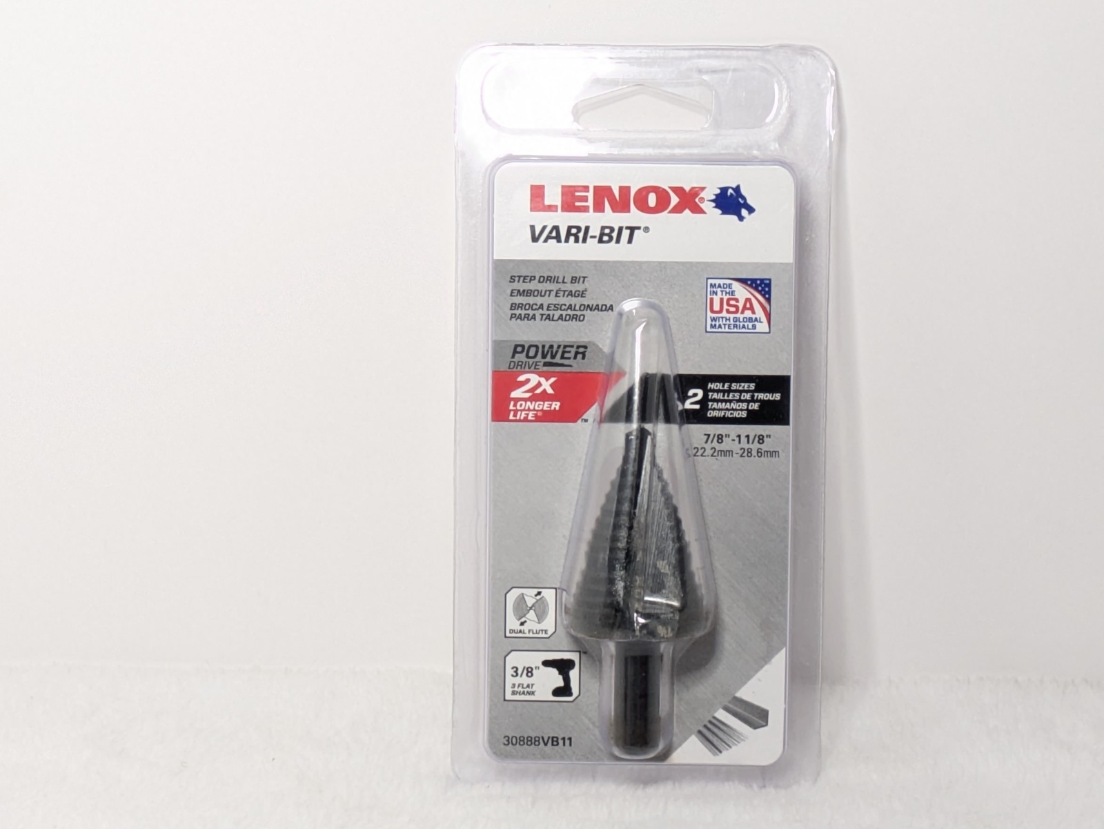 Lenox Vari-bit Step Drill Bit 7/8″- 11/8″ 2 Hole Size #30888VB11* New(Sealed)