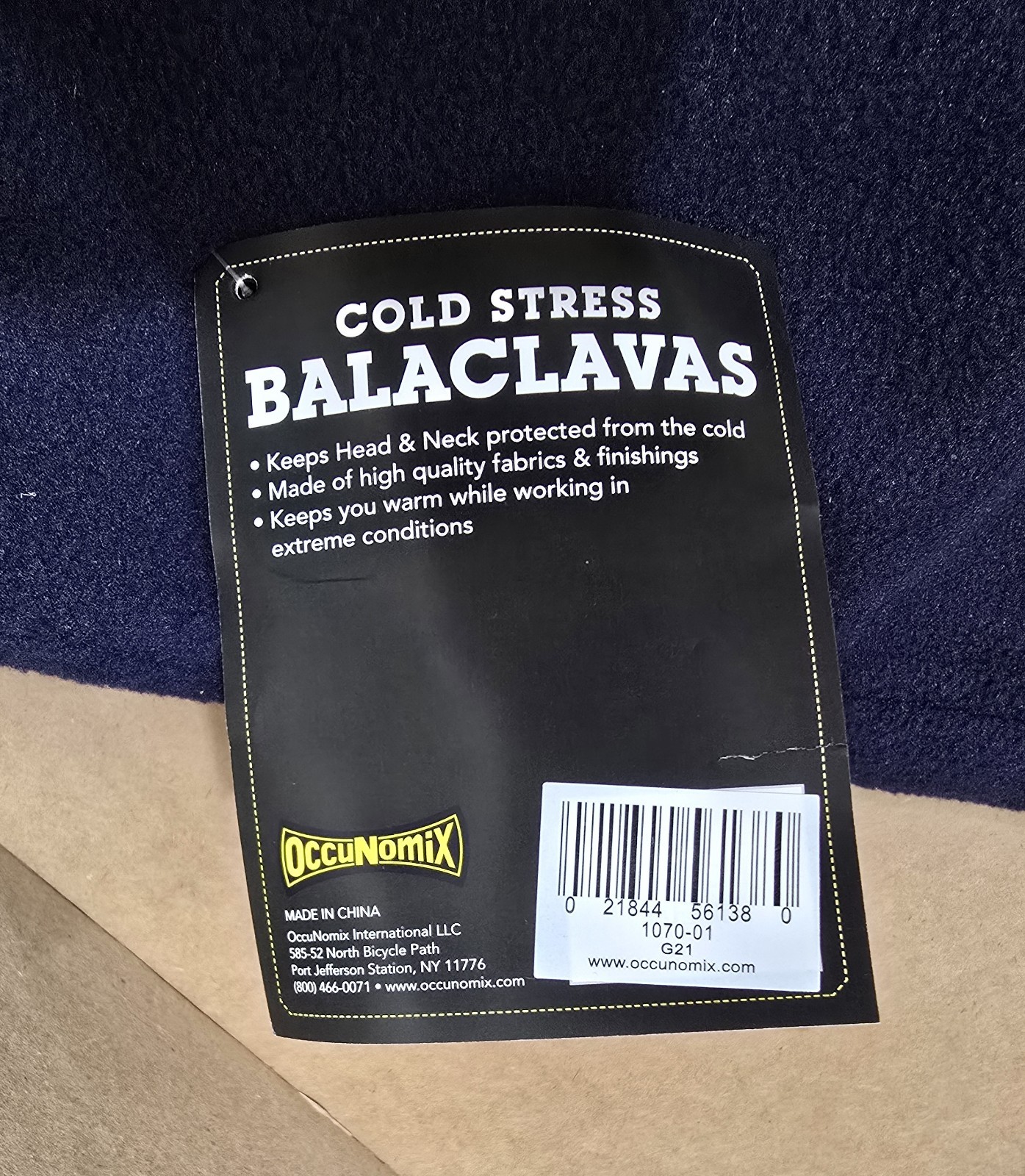 OccuNomix 1070-01 Heavyweight 3 in 1 Fleece Balaclava Navy