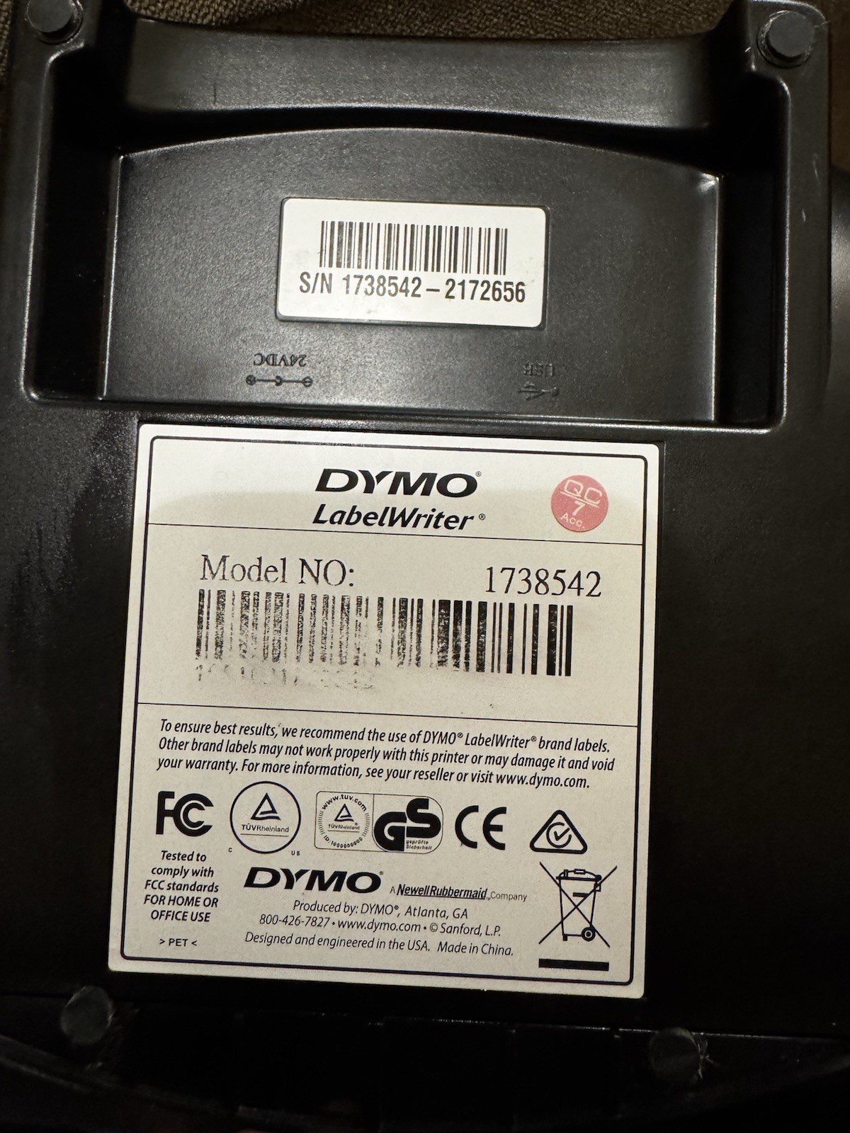 DYMO LabelWriter 4XL Label Printer MPN 1738542 w/ Power Adapter