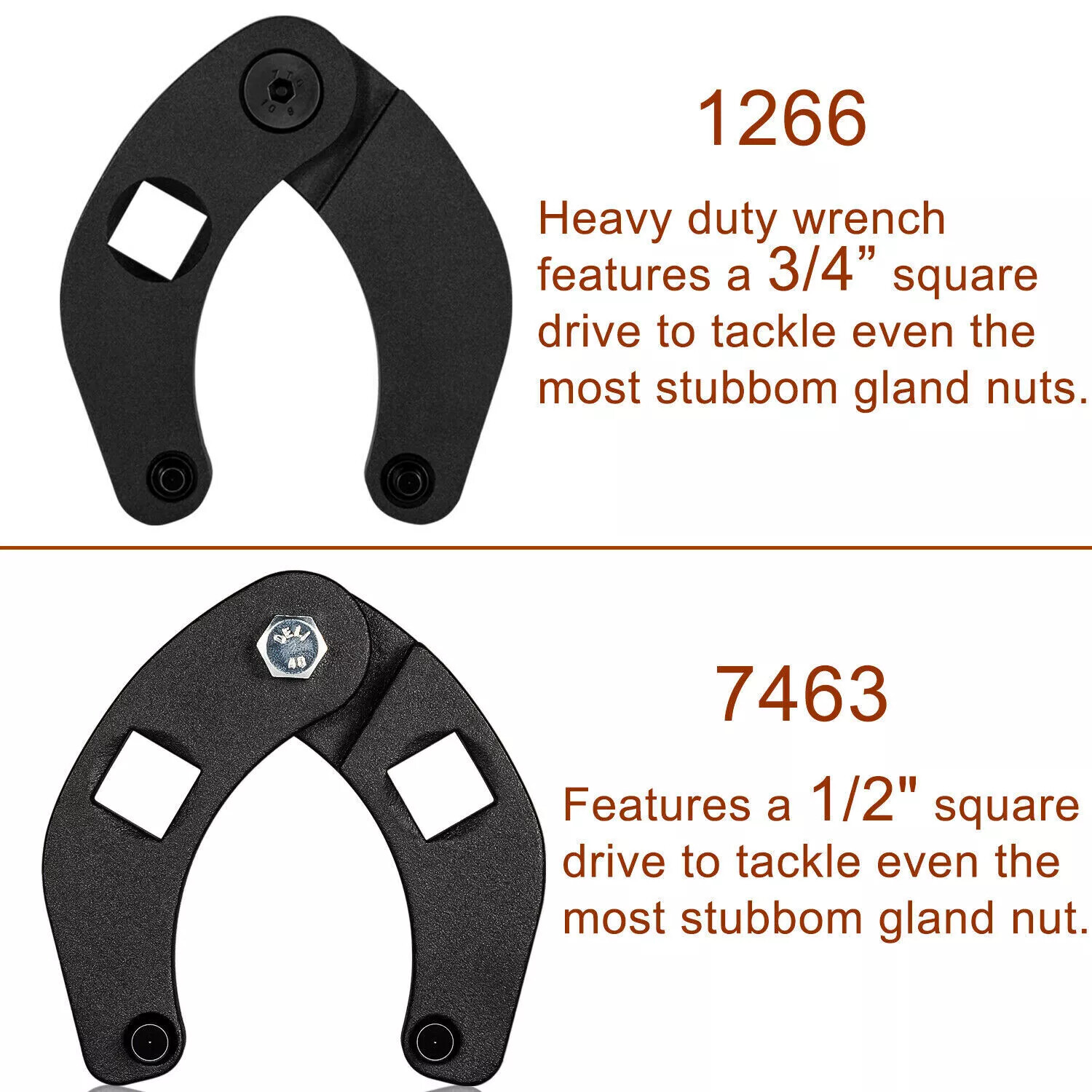 1266 & 7463 Gland Nut Wrench for Hydraulic Cylinder Nuts 2″ to 6″, 1″ to 3-3/4″