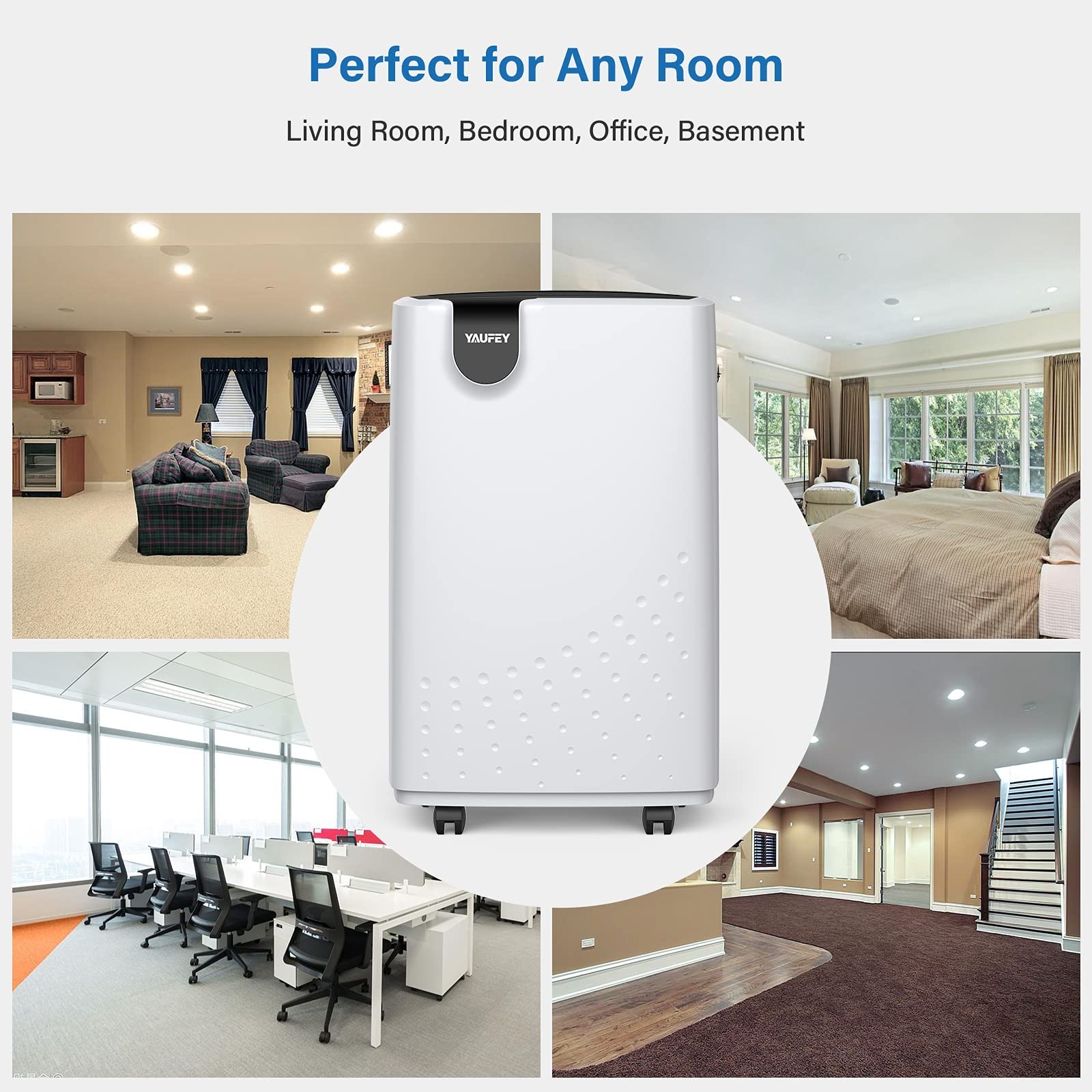 Yaufey 2500 Sq. Ft. Dehumidifier for Home and Basements with Auto or Manual D…