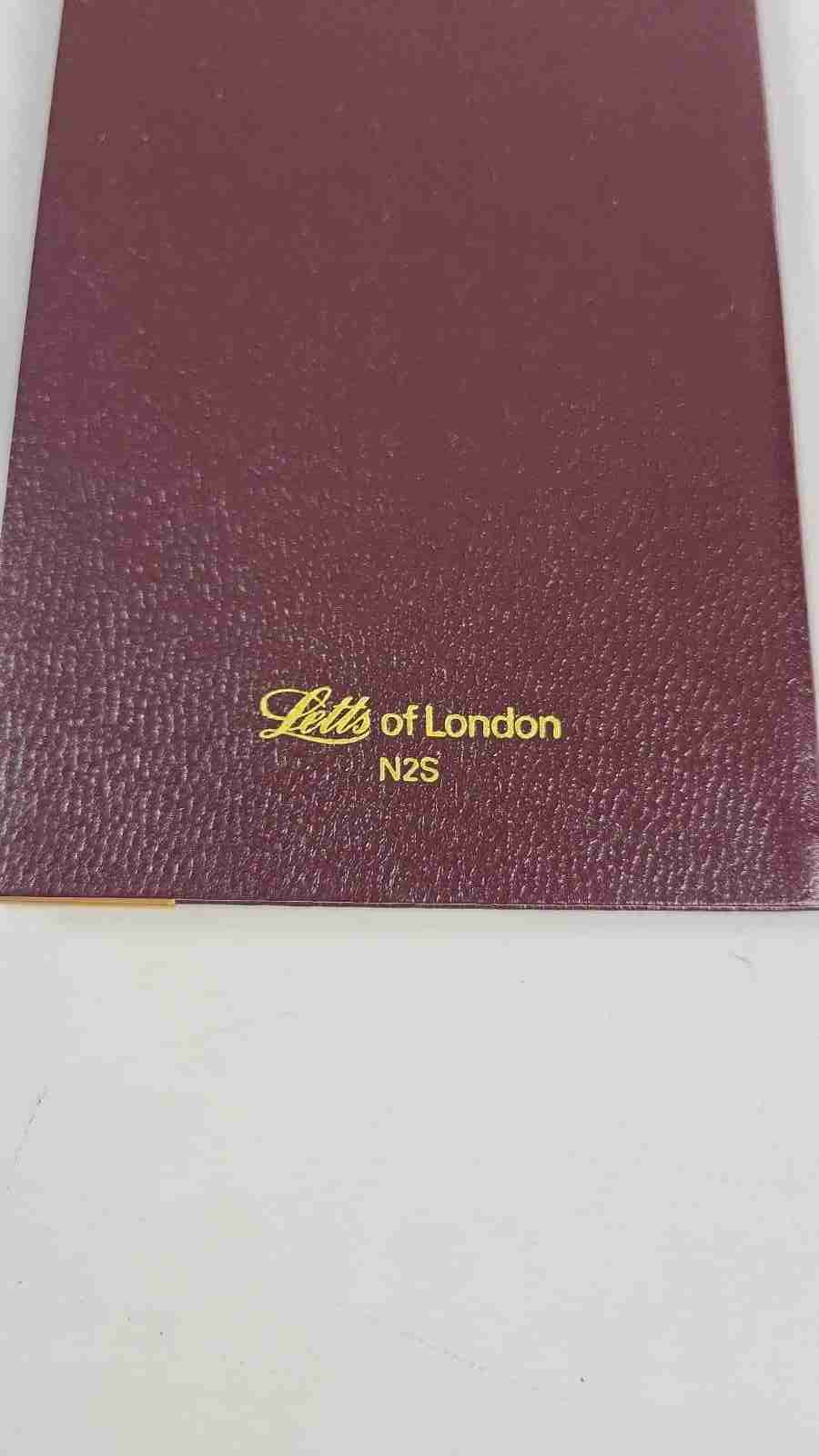 Vintage Letts Of London Slim Note Book – Burgundy & Gold