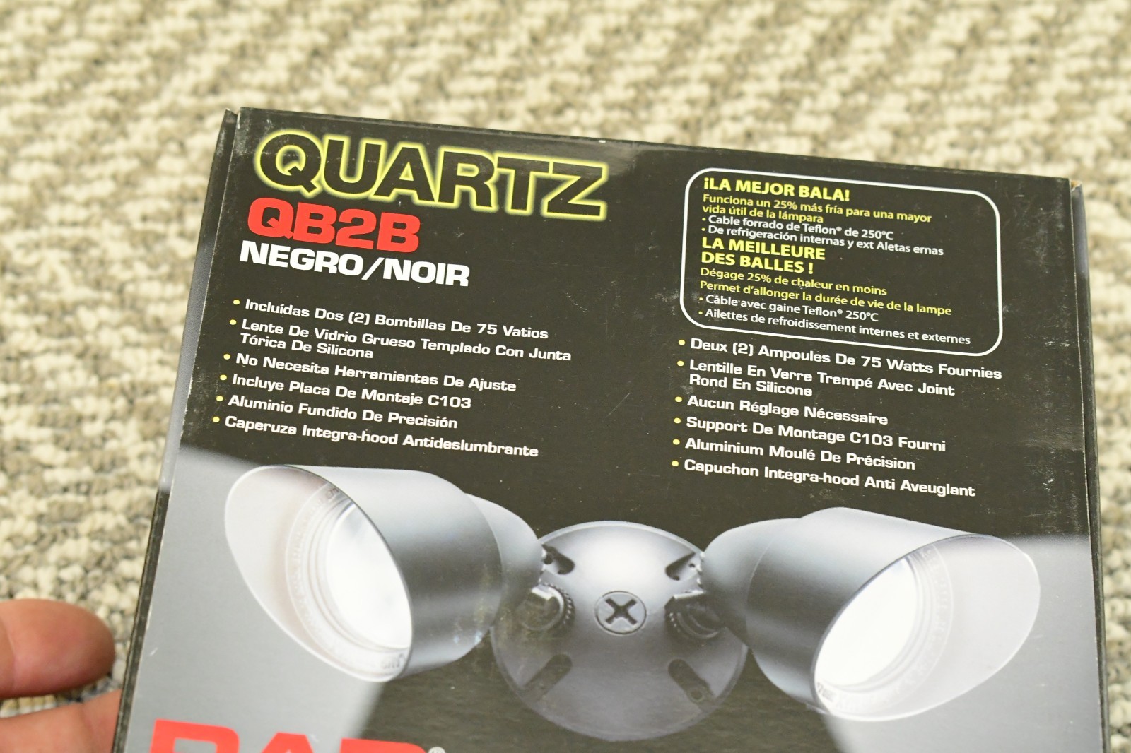 RAB QB2B 2 x 75 W 120 Volt Black Quartz Bullet Floodlight Fixture 1981320073