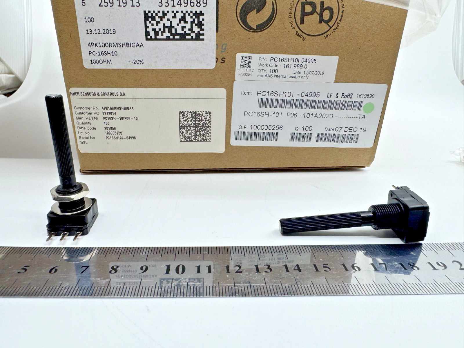 3 Pcs PC16SH10-IP06-101A2020 PIHER Potentiometer 100 Ω 1 Turn PCB 20% Linear