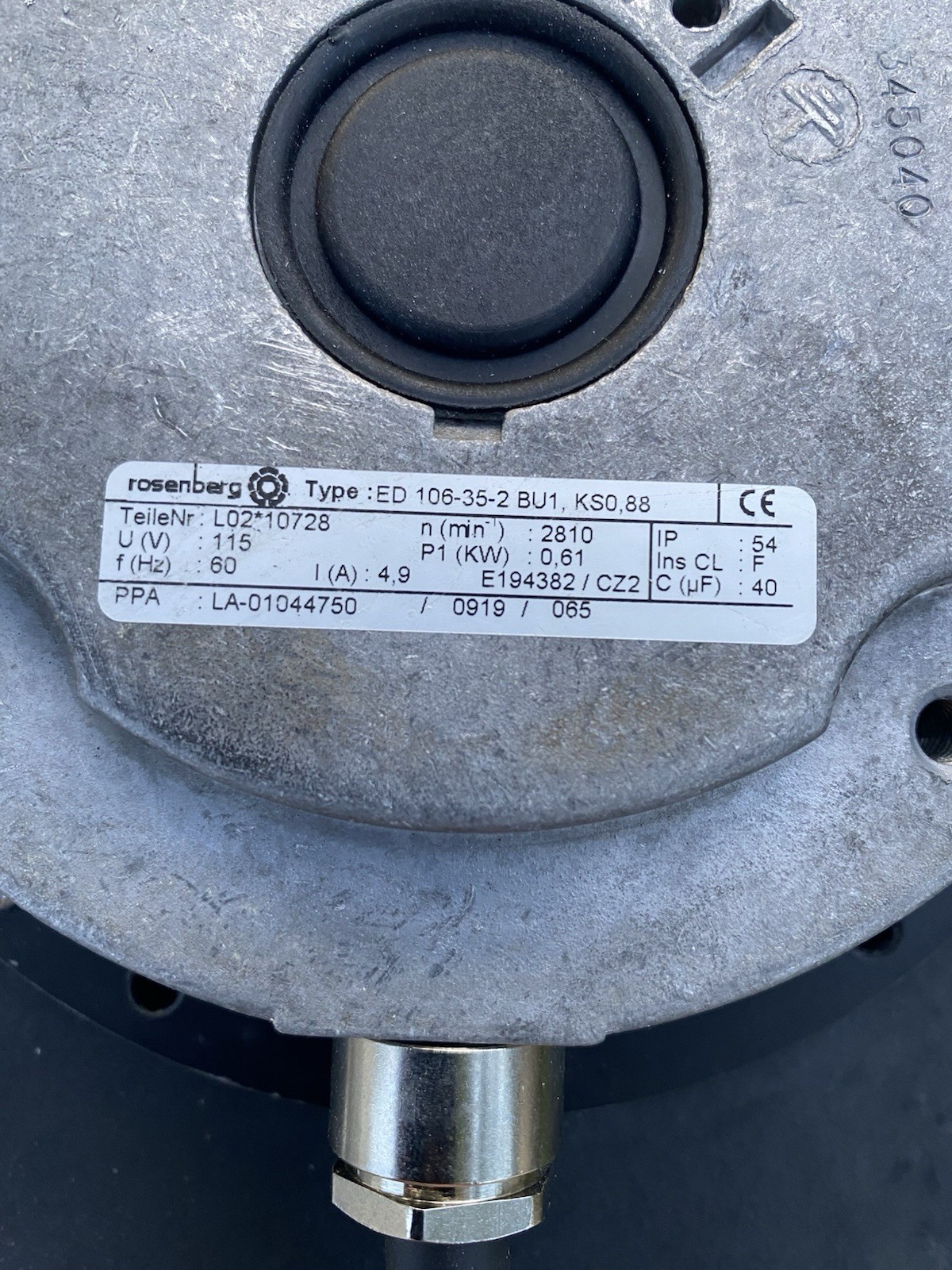 New Centrifugal Cooling Fan Rosenberg N50-25000 CFM EKHR 250-2SP.066.5DF 115v