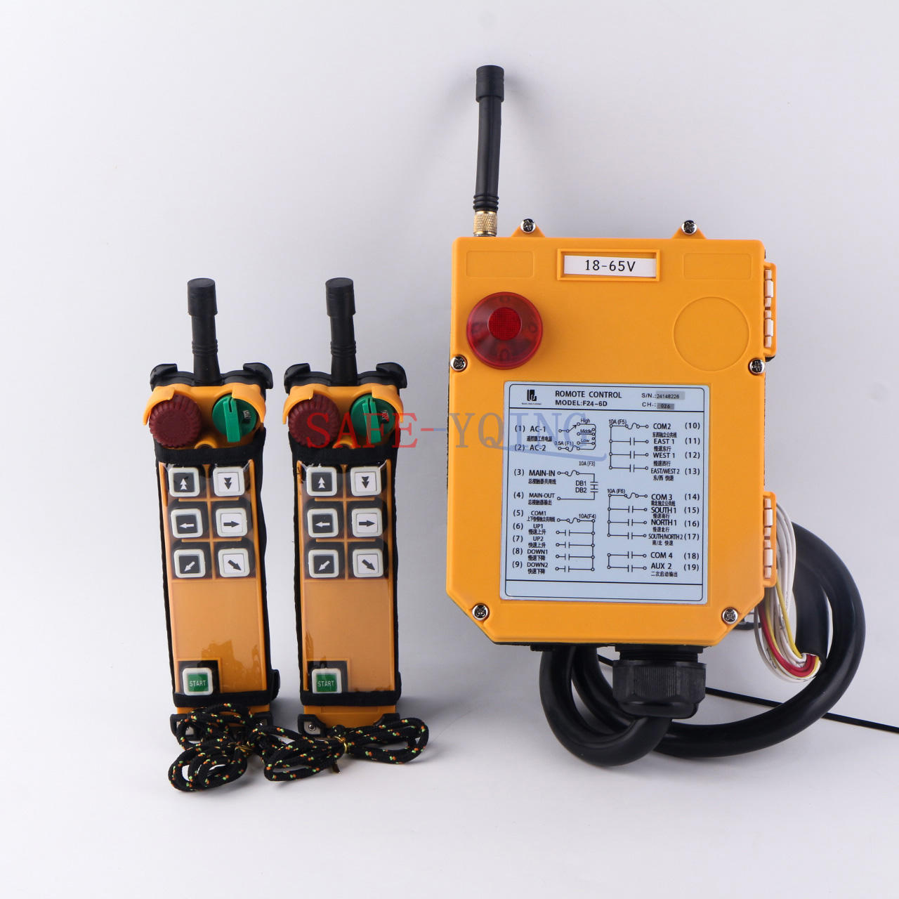 2 Emitter +1 Receiver Hoist Crane Radio Wireless Remote Control F24-6D 18~65V