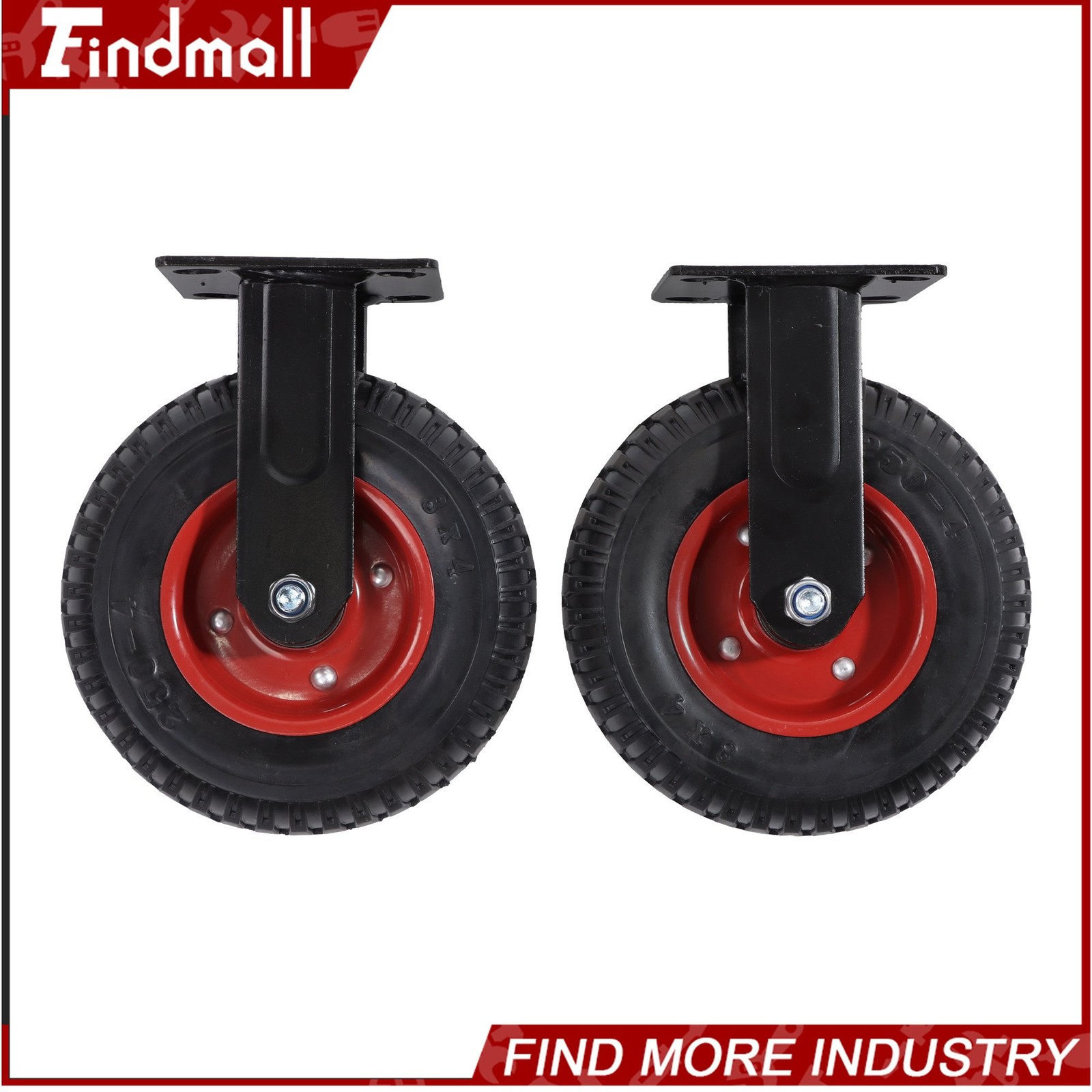 Findmall 4Pcs 8 Inch Heavy Duty Rubber Caster Wheels (2 Swivel & 2 Fixed)