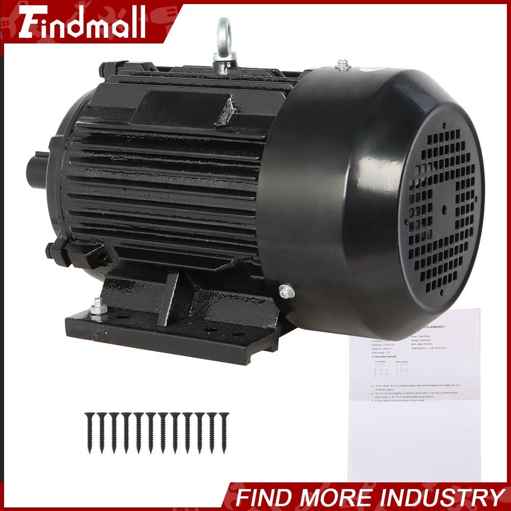 5 HP 3 Phase Electric Motor 1800 RPM 184T Frame TEFC 230/460 Volt Severe Duty