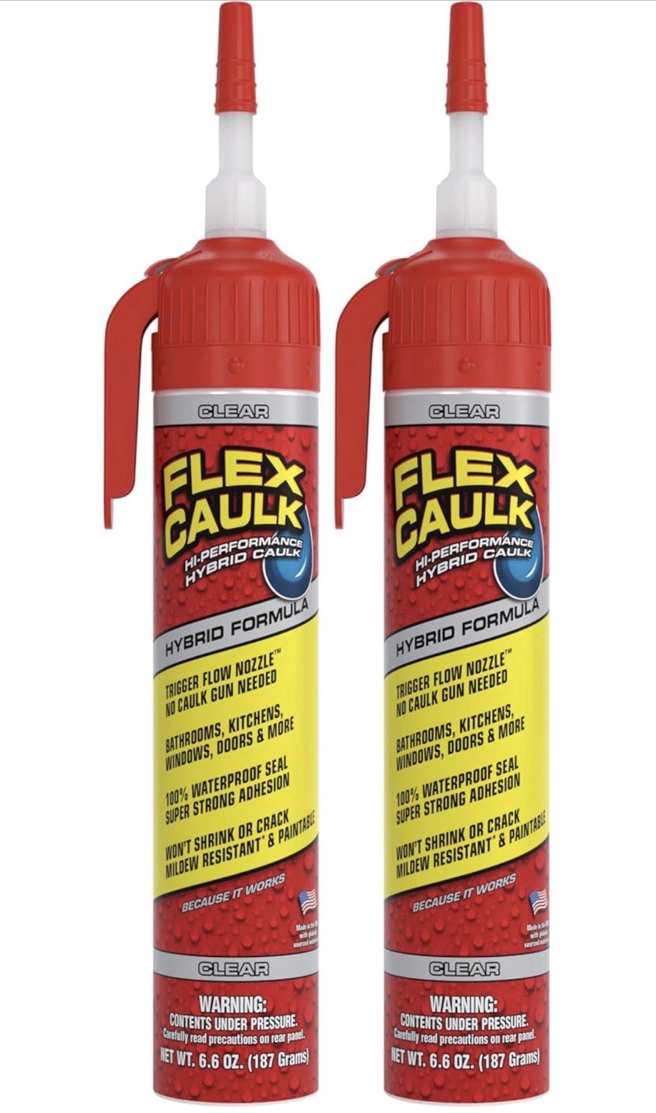 (1) Flex Caulk Waterproof Weatherproof Hybrid Polymer Sealant Clear, Paintable