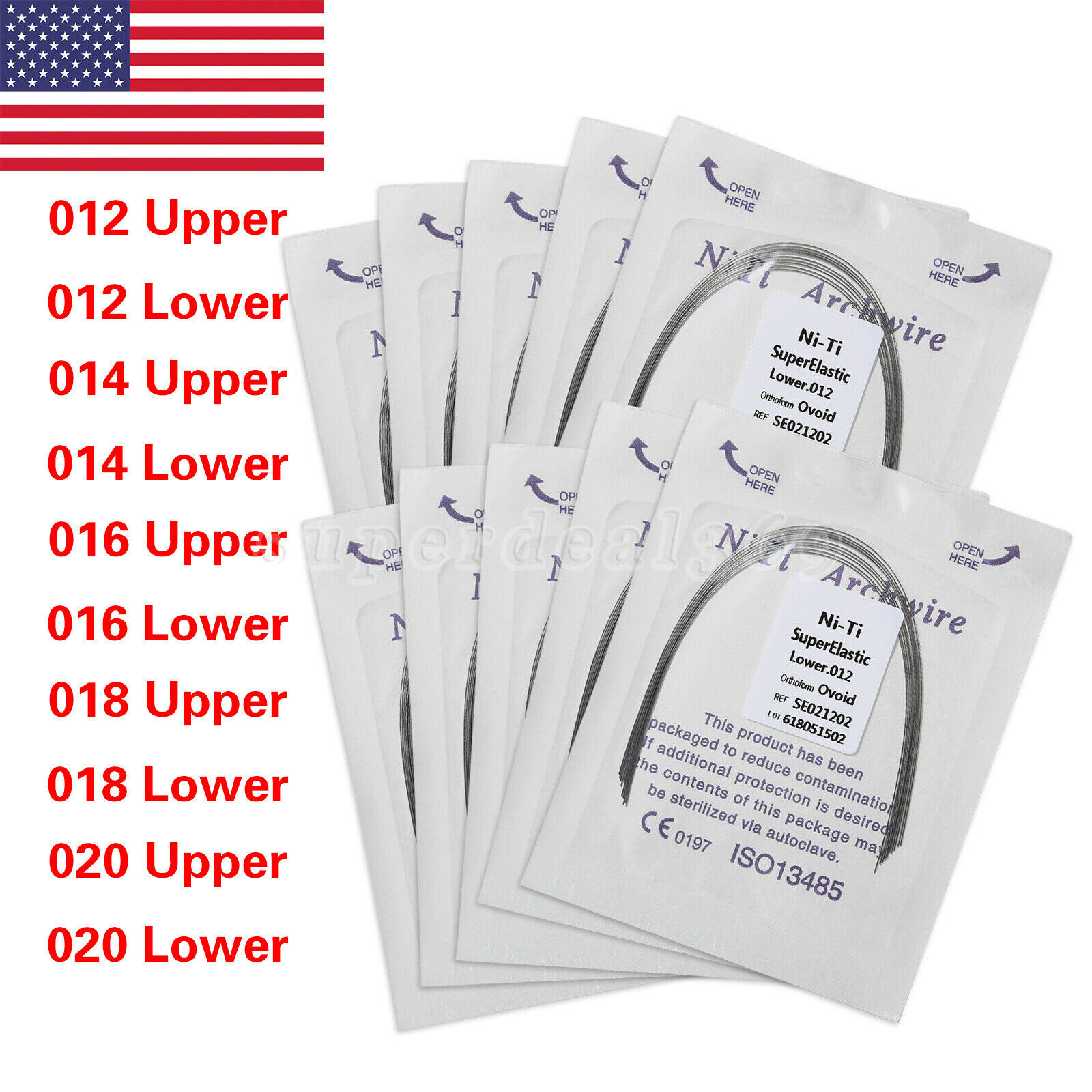 10 bags Dental Orthodontic Super Elastic Niti Round Arch Wires Ovoid Form USA