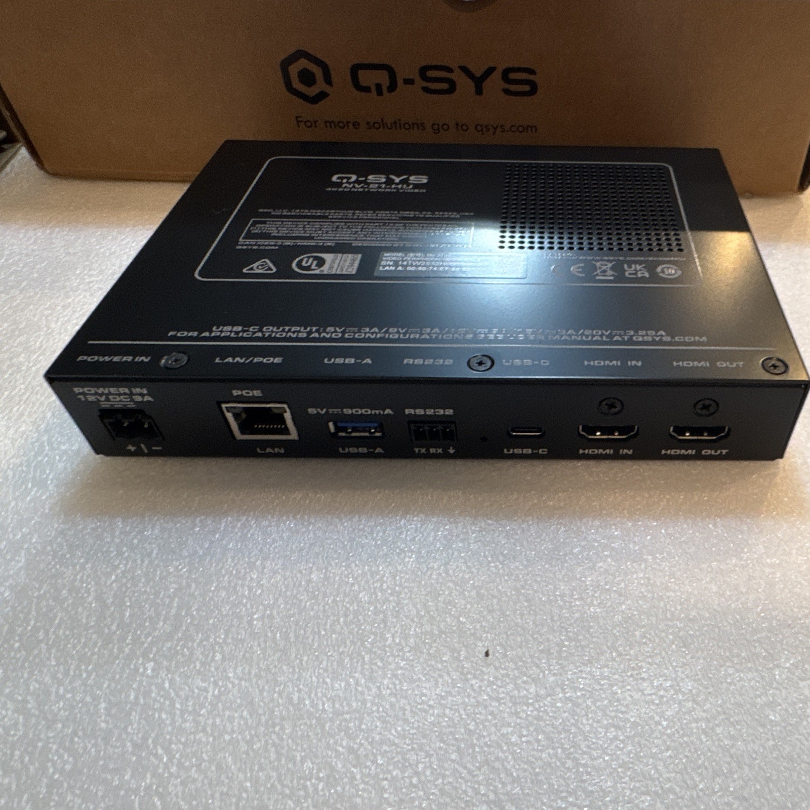 Q-SYS NV-21-HU Network Video Endpoint HDMI In/Out PoE USB-C USB-A FG-901499-00