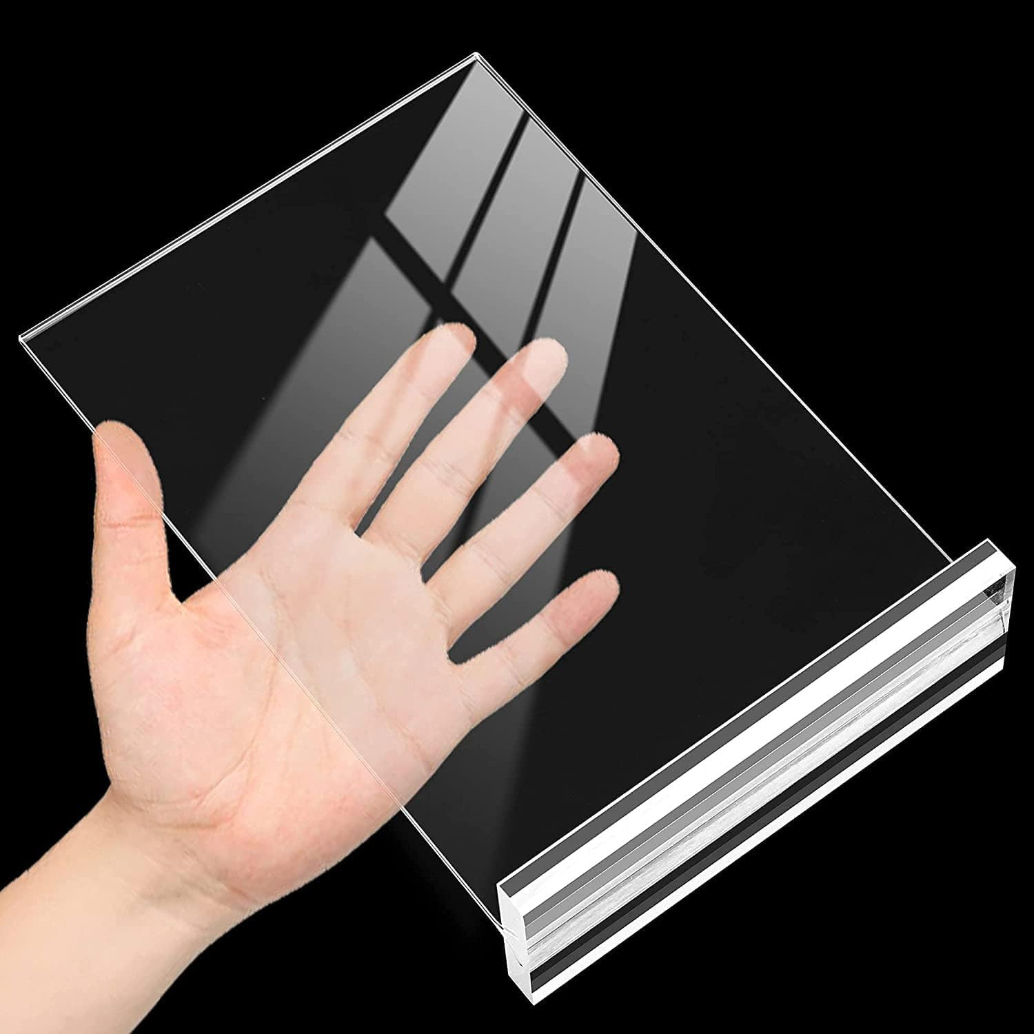 Acrylic Sign Holder 4X6 Inches 3 Pack T Shape Desktop Display Stand Vertical Dou