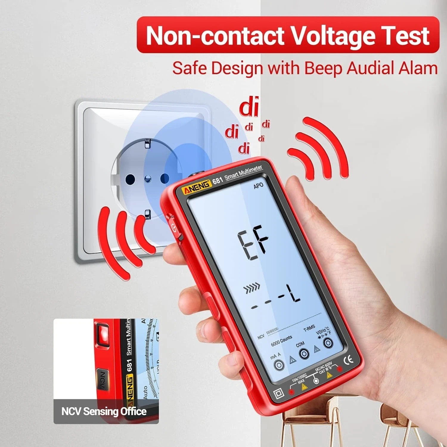 Digital Multimeter Tester Auto-Ranging TRMS 6000 Counts Voltmeter Smart Rech…