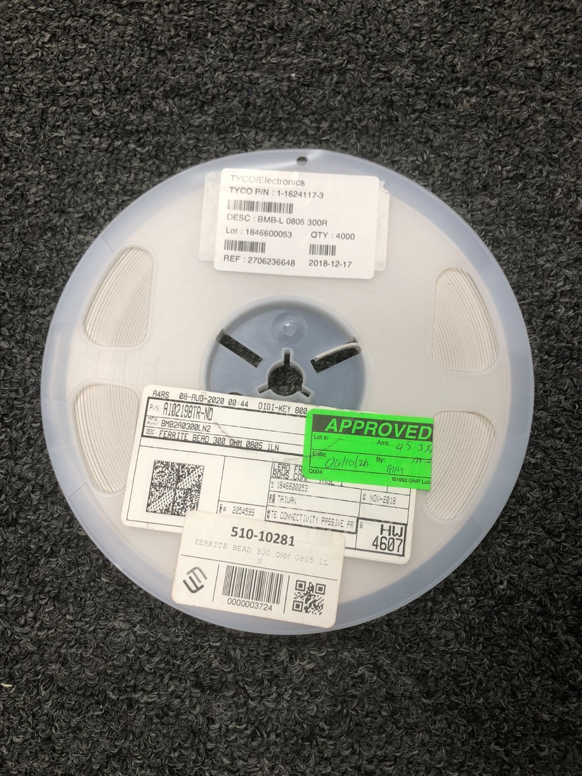 TE Connectivity BMB2A0300LN2 Ferrite Bead 300 Ohm 600mA 0805 SMD Reel ~4000 pcs
