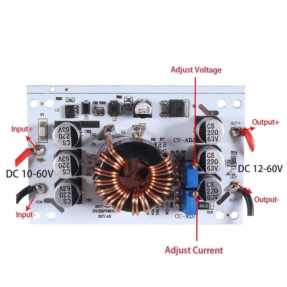 600W DC-DC Boost 10A Step Up Constant Current Power Supply Module LED Driver