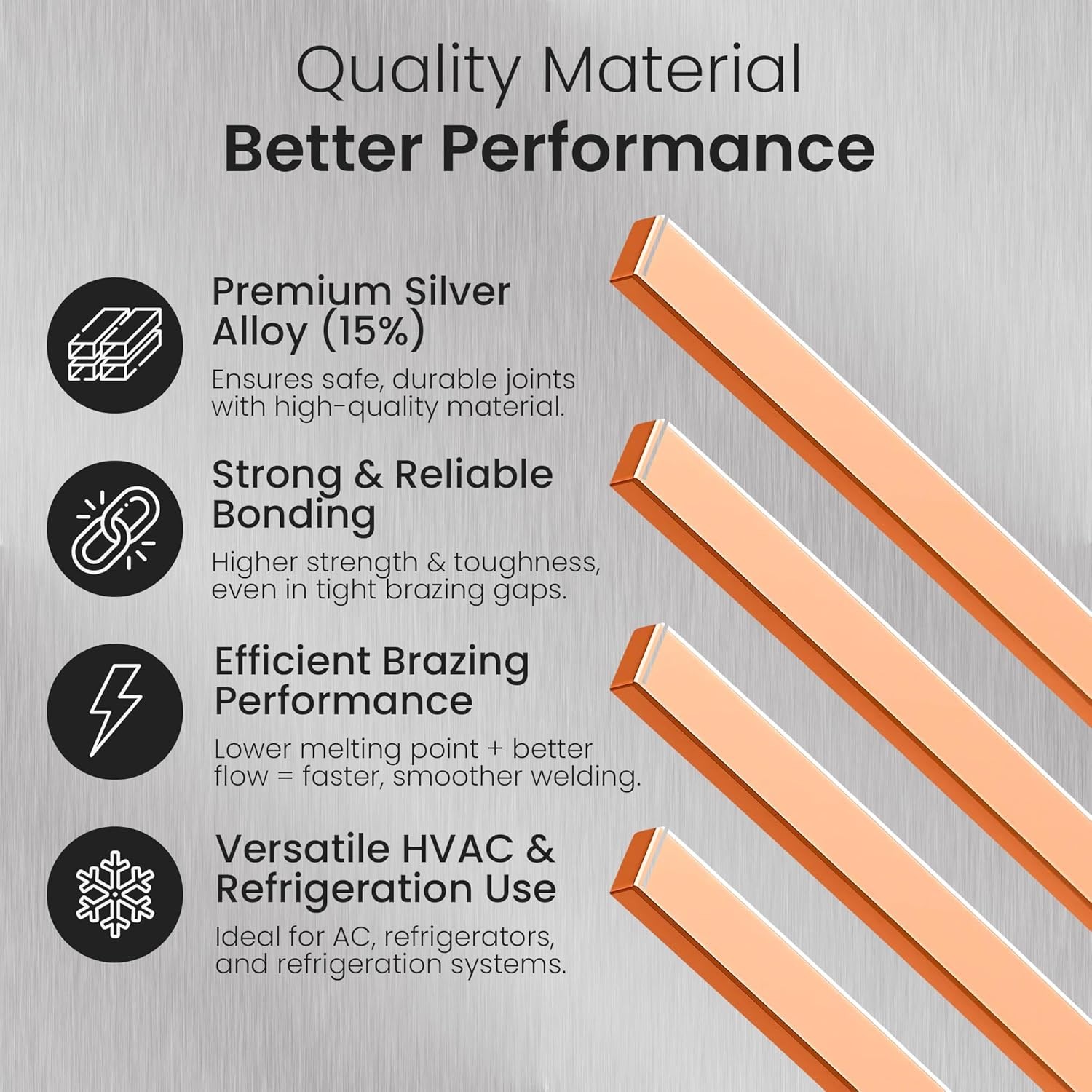 42 pcs Brazing Rods AWS BCuP-5 15% Silver Solder Phos Copper Brazing Alloy Flat