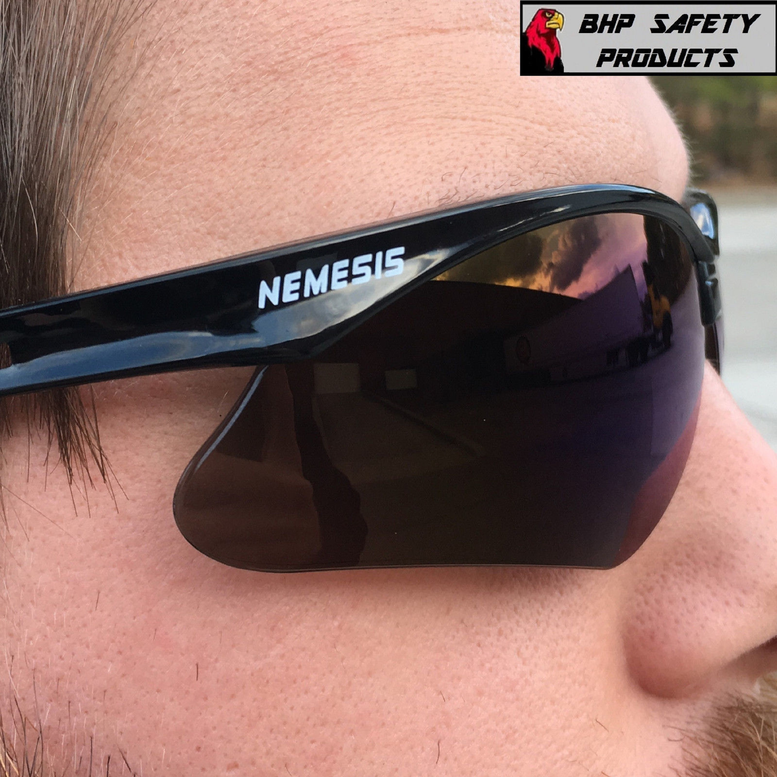 (12 PAIR) KLEENGUARD NEMESIS 14481 SAFETY GLASSES BLACK FRAME/BLUE MIRROR LENS