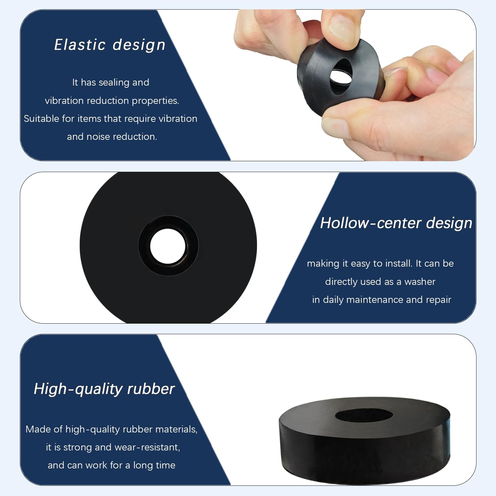 Black Round Rubber Pads OD 9mm-90mm Anti Vibration Isolation Spacer Buffer Block