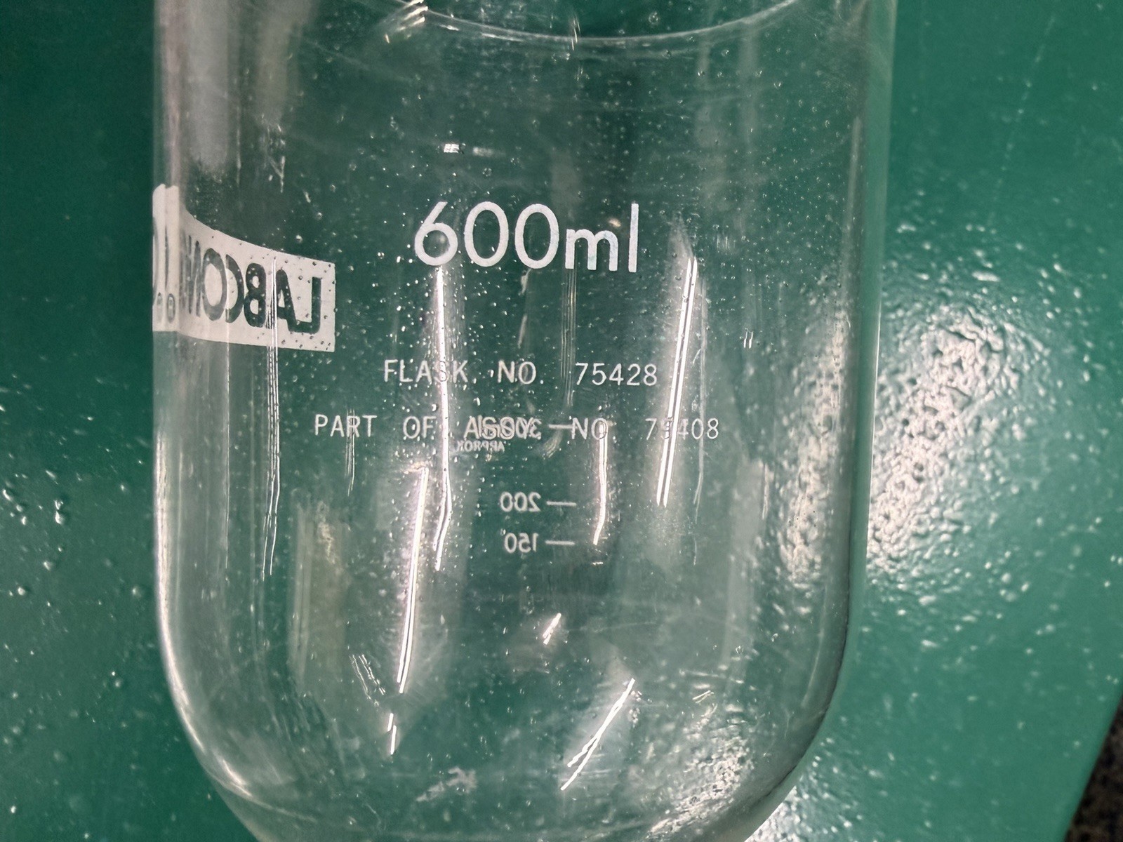 Labconco 600 mL Freeze Dryer Lypholization Flask – Flask-Only. Flask # 75428