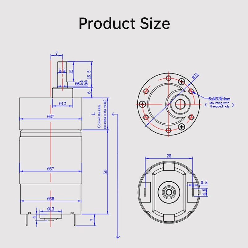 JGB37-545 DC 12V 24V Reduction Motor 7~952RPM High Torque Reversible Metal Gear