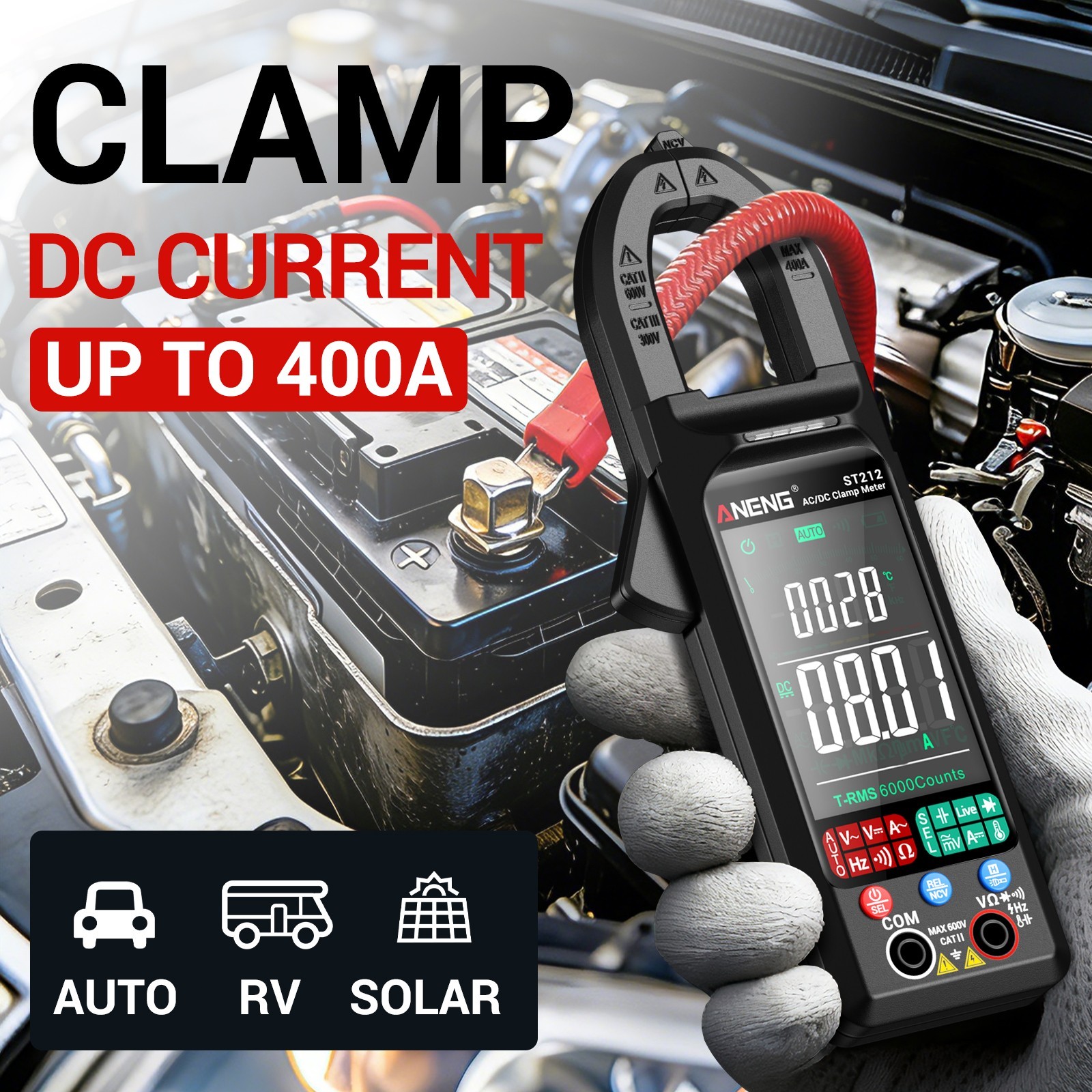 ANENG ST212 Clamp Meter Digital Multimeter Professional T-RMS 400A AC/DC Tester