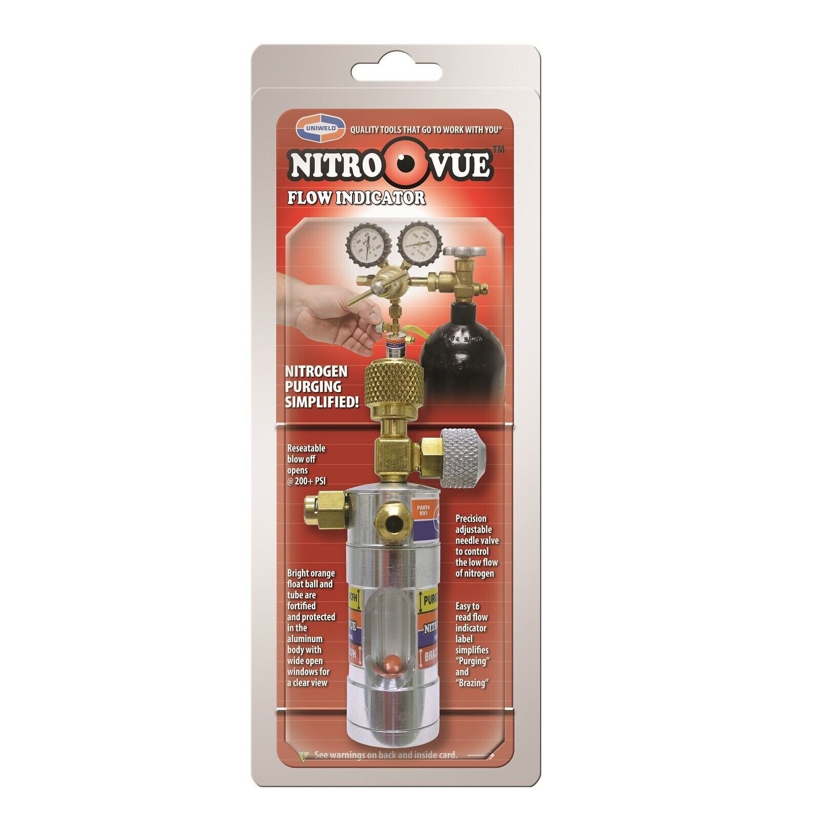 Uniweld NV1 Nitro Vue Flow Indicator with 1/4″ Flare Fittings