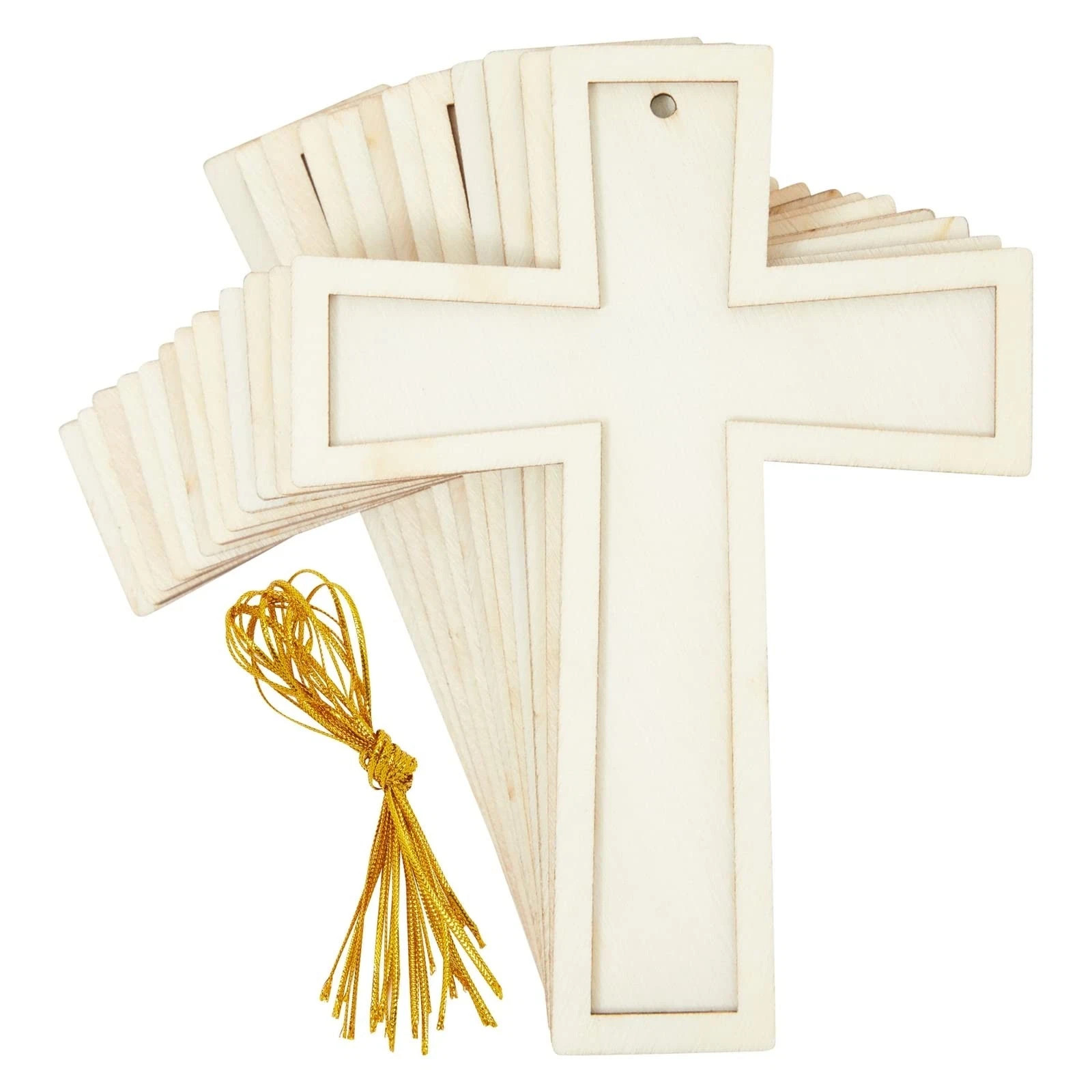 Bright Creations Wooden Crosses for Crafts – 3.8 x 5 in, 12 Pack, Gold