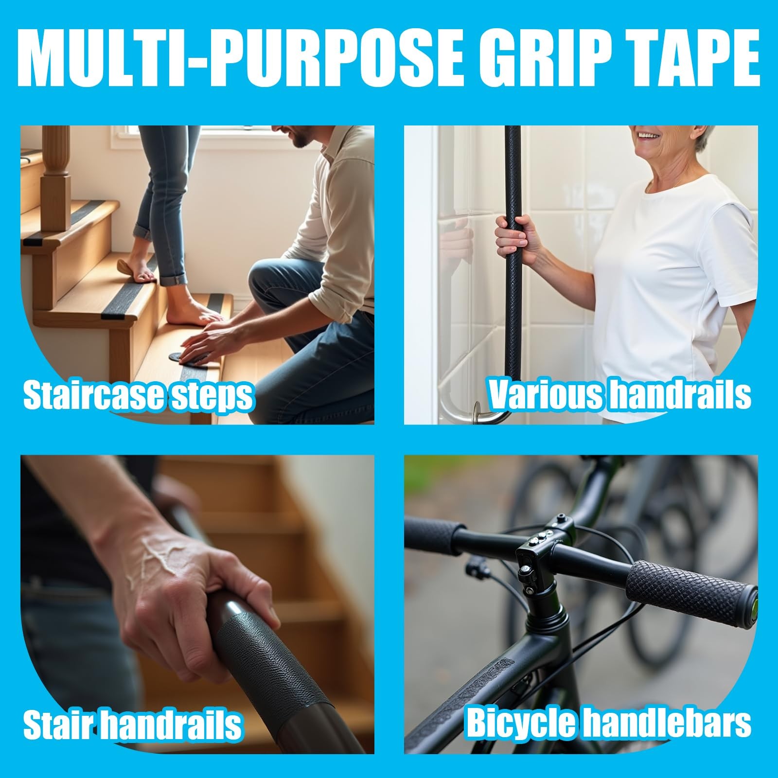 Black Rubber Anti-Slip Grip Tape (1″ x 10 ft) – Non-Slip Step Strips for Indo…