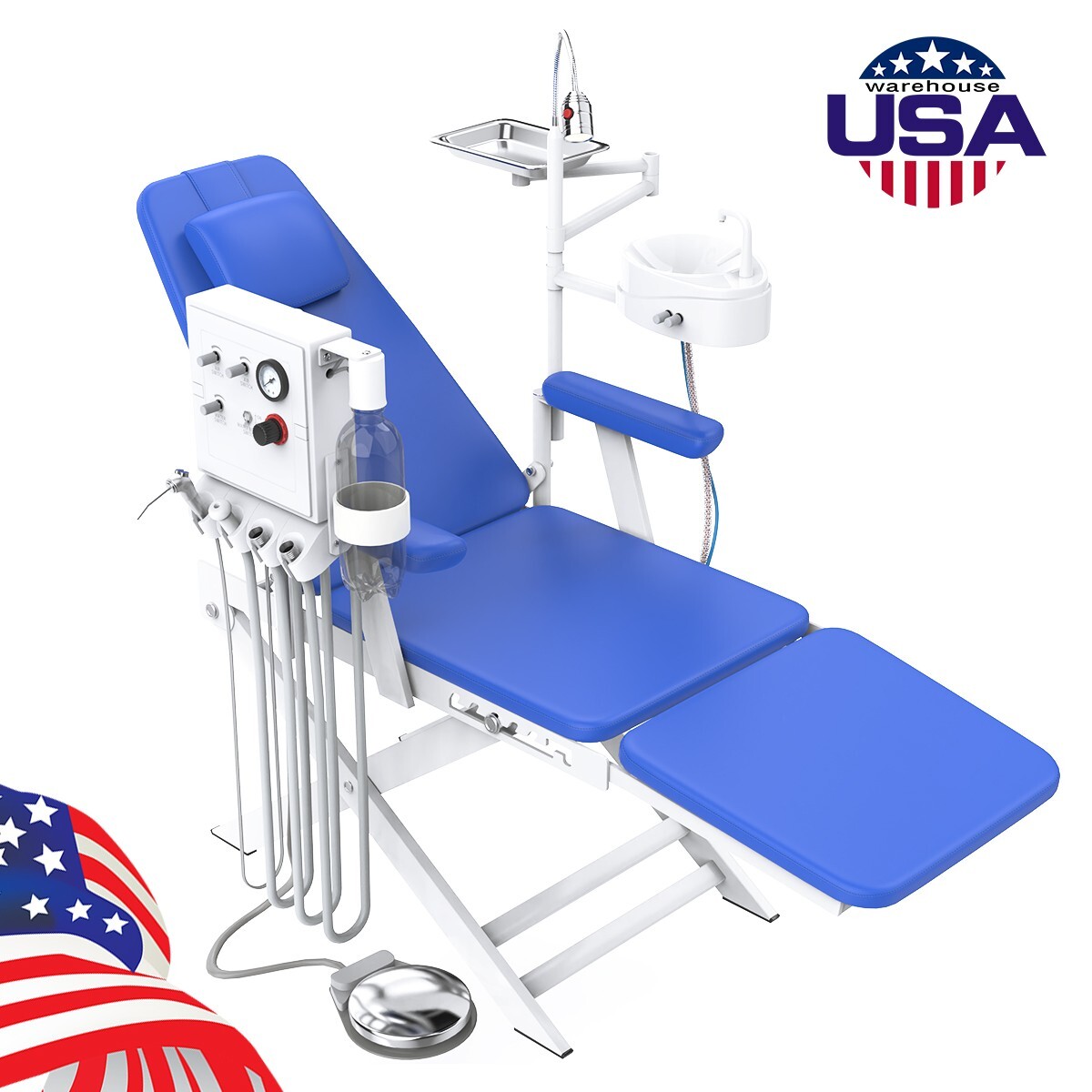 Portable Dental Mobile Delivery Unit Syring Suction Air Compressor4Holes /Chair