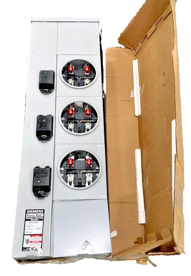 Siemens WMM31125 Power Mod 3-Gang 125A 1200A Bus 240V 4-Jaw Ring Meter Stack 1PH