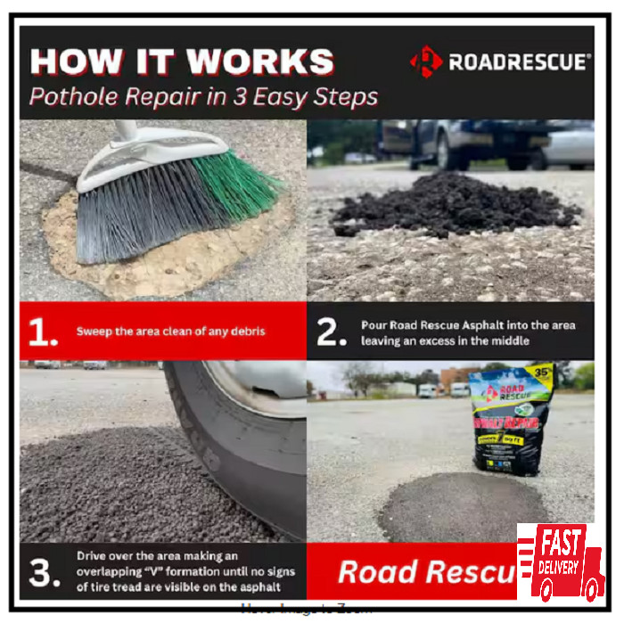 50 Lbs. Asphalt Repair Road Rescue Natural Limestone Rock Blacktop Patch Black