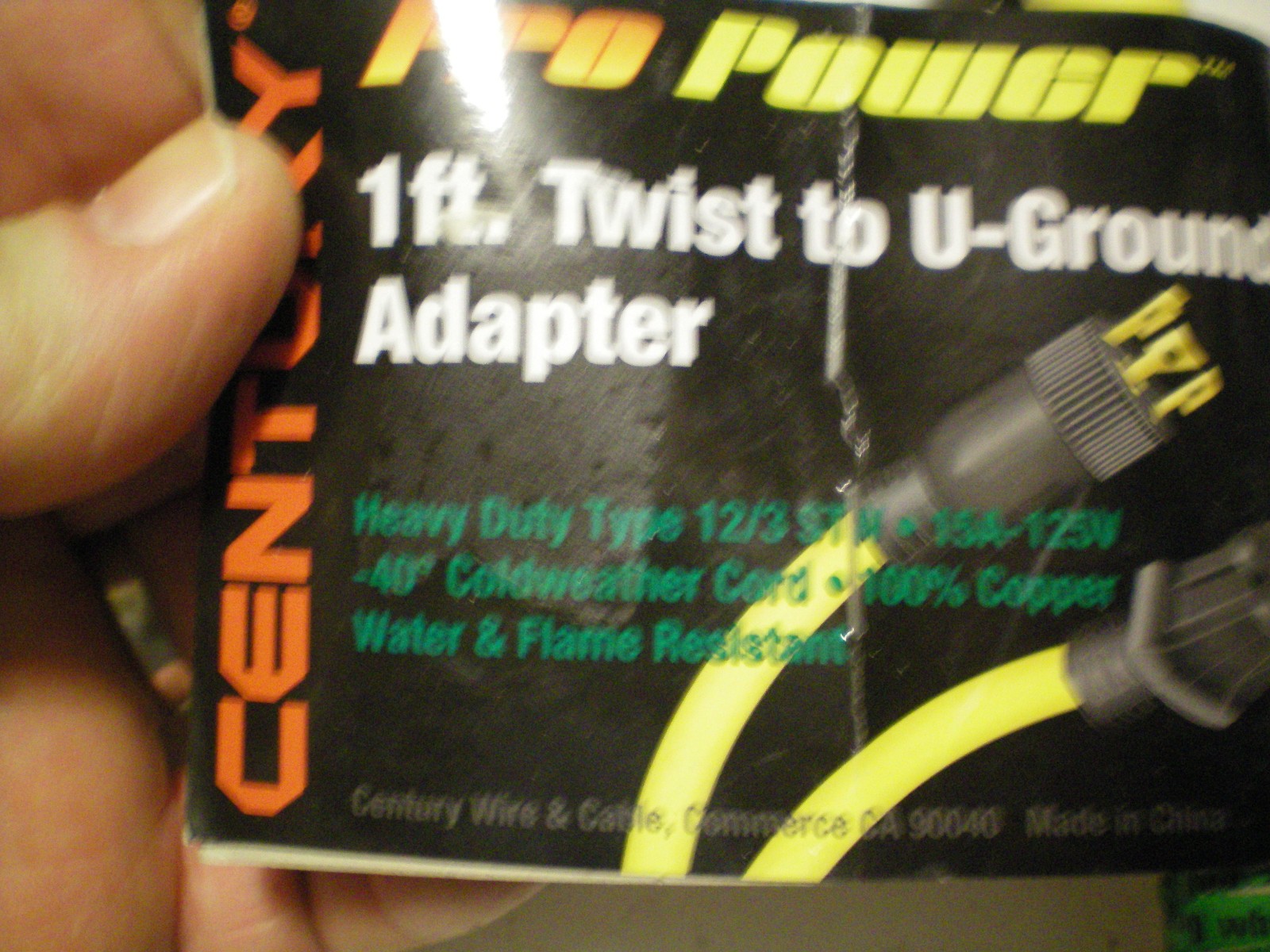 CENTURY PRO POWER D10212000 1FT TWIST TO U-GROUND ADAPTER, FREE FREIGHT