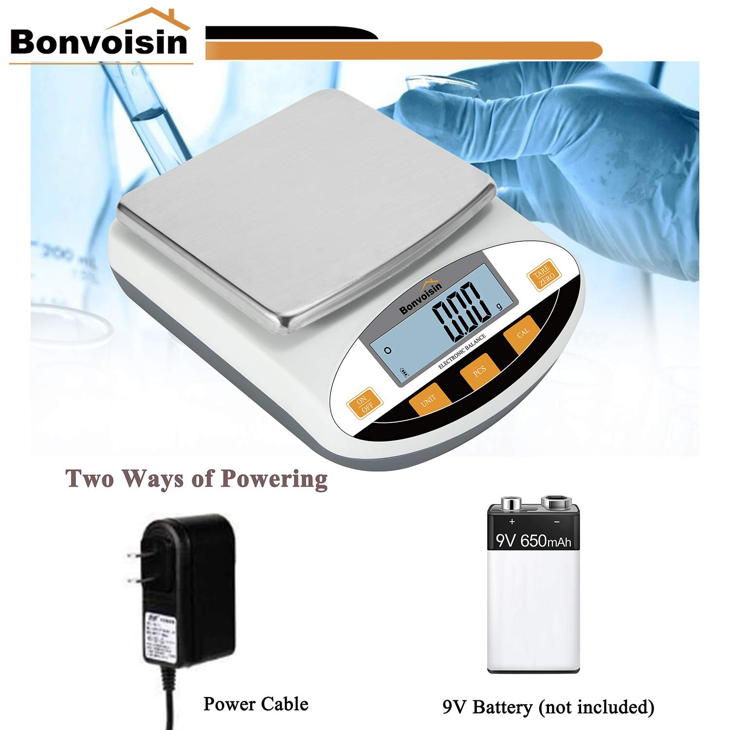 Bonvoisin Lab Scale 5000Gx0.01G Digital Precision Analytical Balance 10Mg High P
