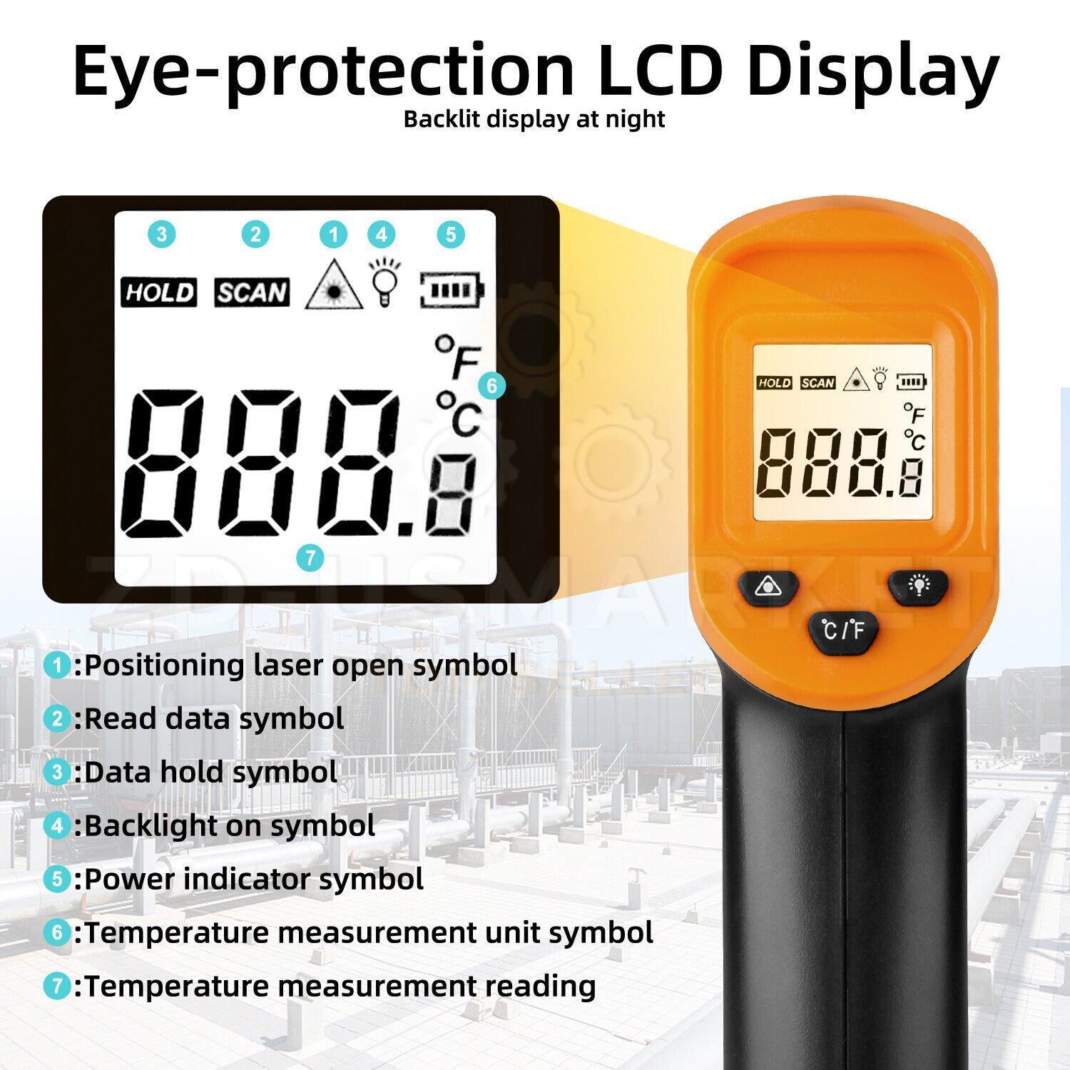 LCD Digital Non-contact Laser IR Infrared Thermometer Temp Meter Temperature Gun